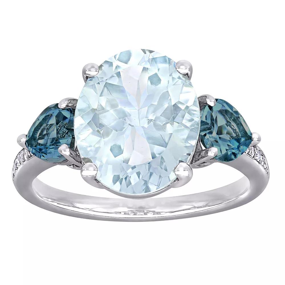 Stella Grace Sterling Silver Aquamarine & Blue Topaz 3-Stone Ring, Women's,  Product Image