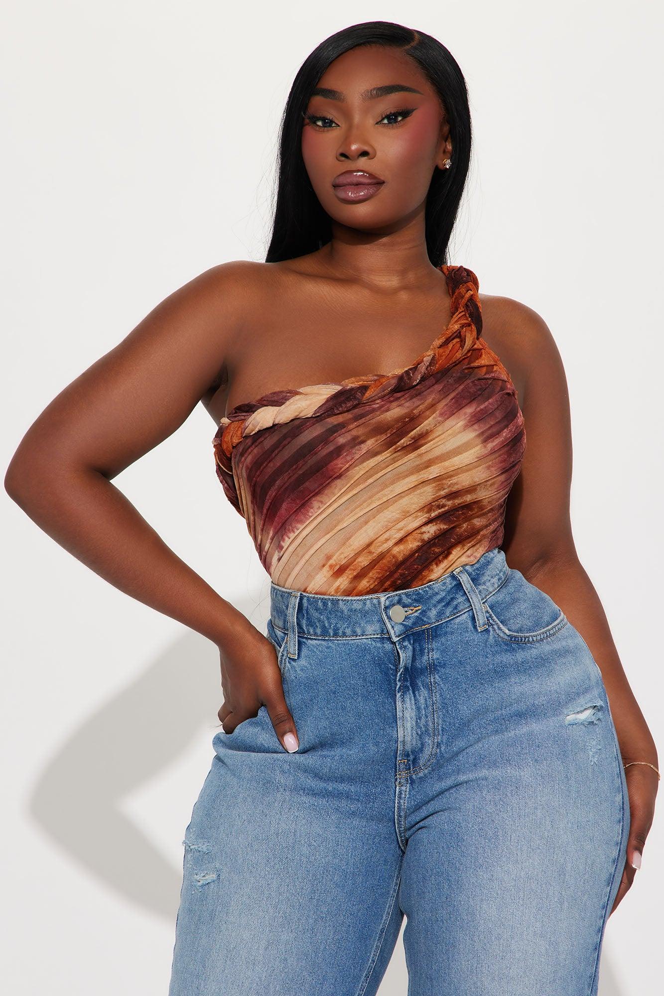 Private Island Textured Bodysuit - Orange/combo Product Image