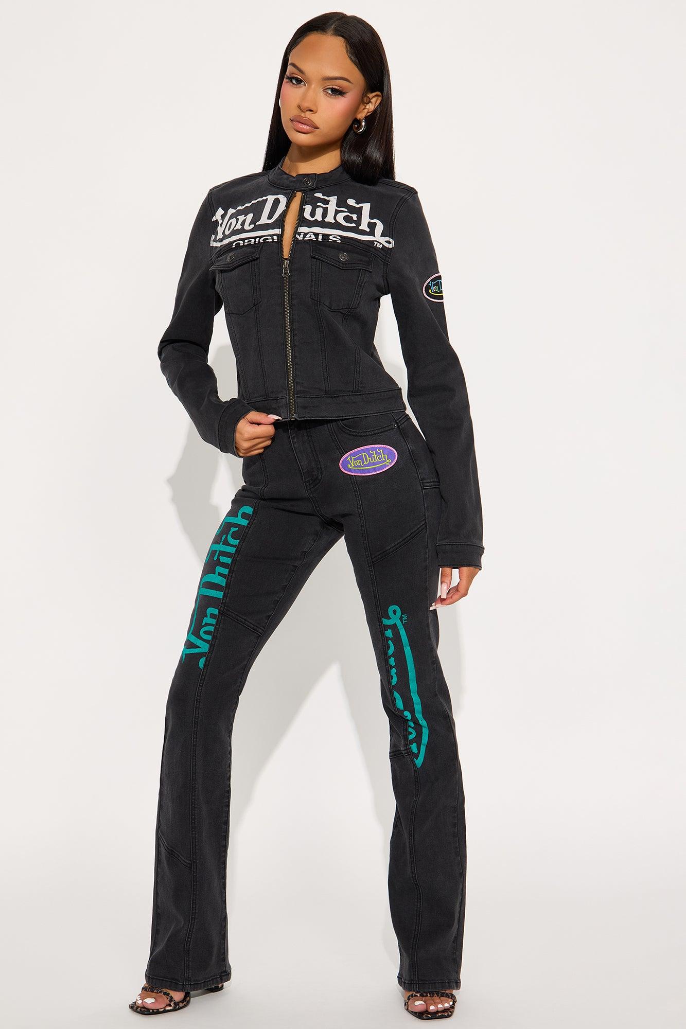 Von Dutch Denim Moto Jacket - Black Wash Female Product Image