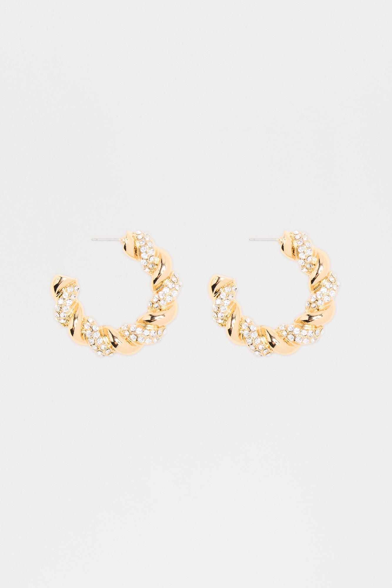 Major Plans Rhinestone Hoop Earrings - Gold Female Product Image
