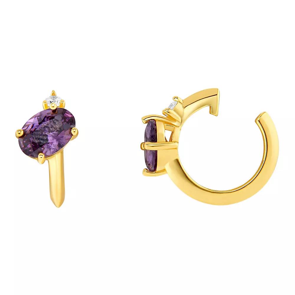 PRIMROSE Sterling Silver Cubic Zirconia Birthstone Ear Cuff, Women's, Gold Tone June Product Image