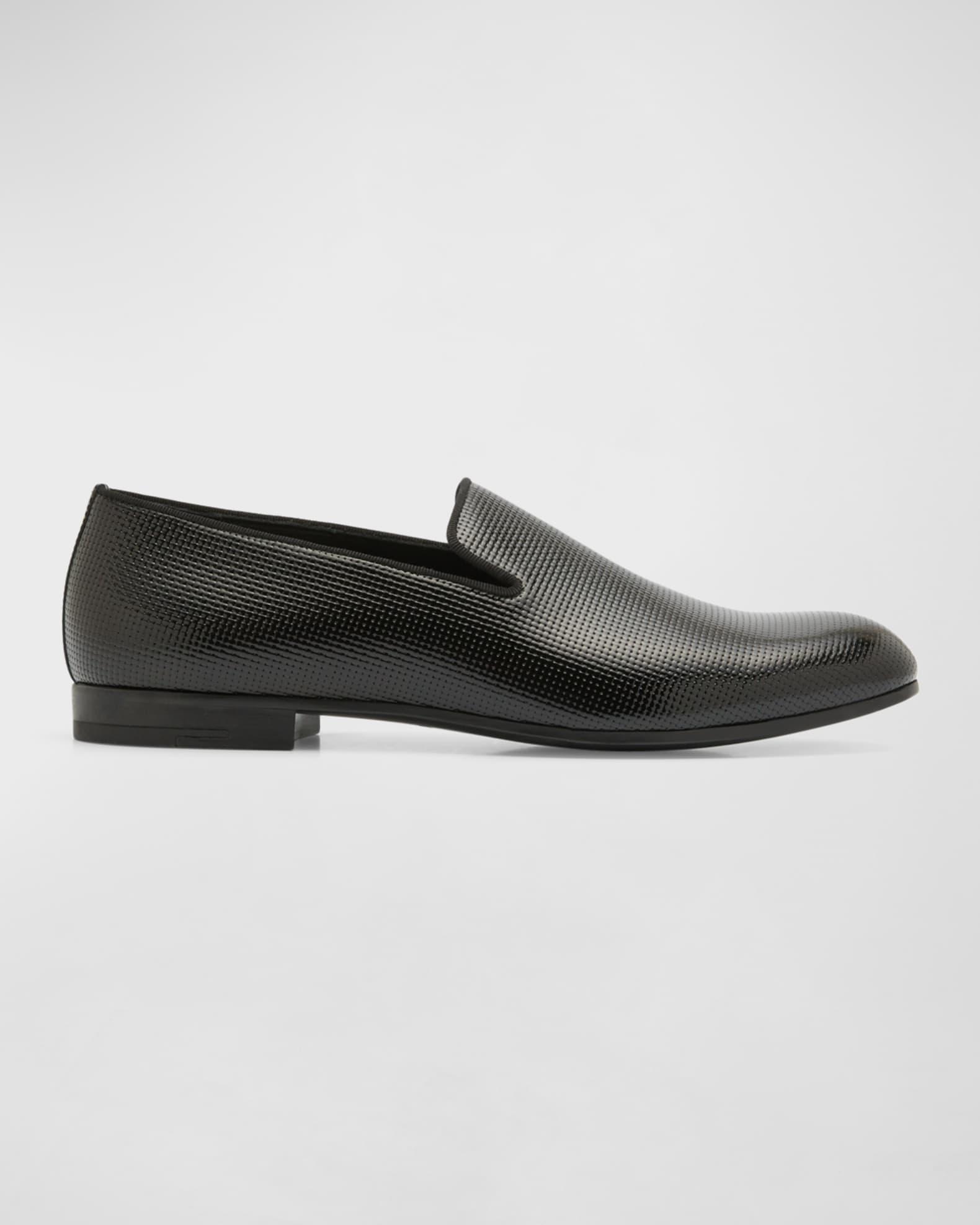 Men's Textured Leather Formal Loafers Product Image