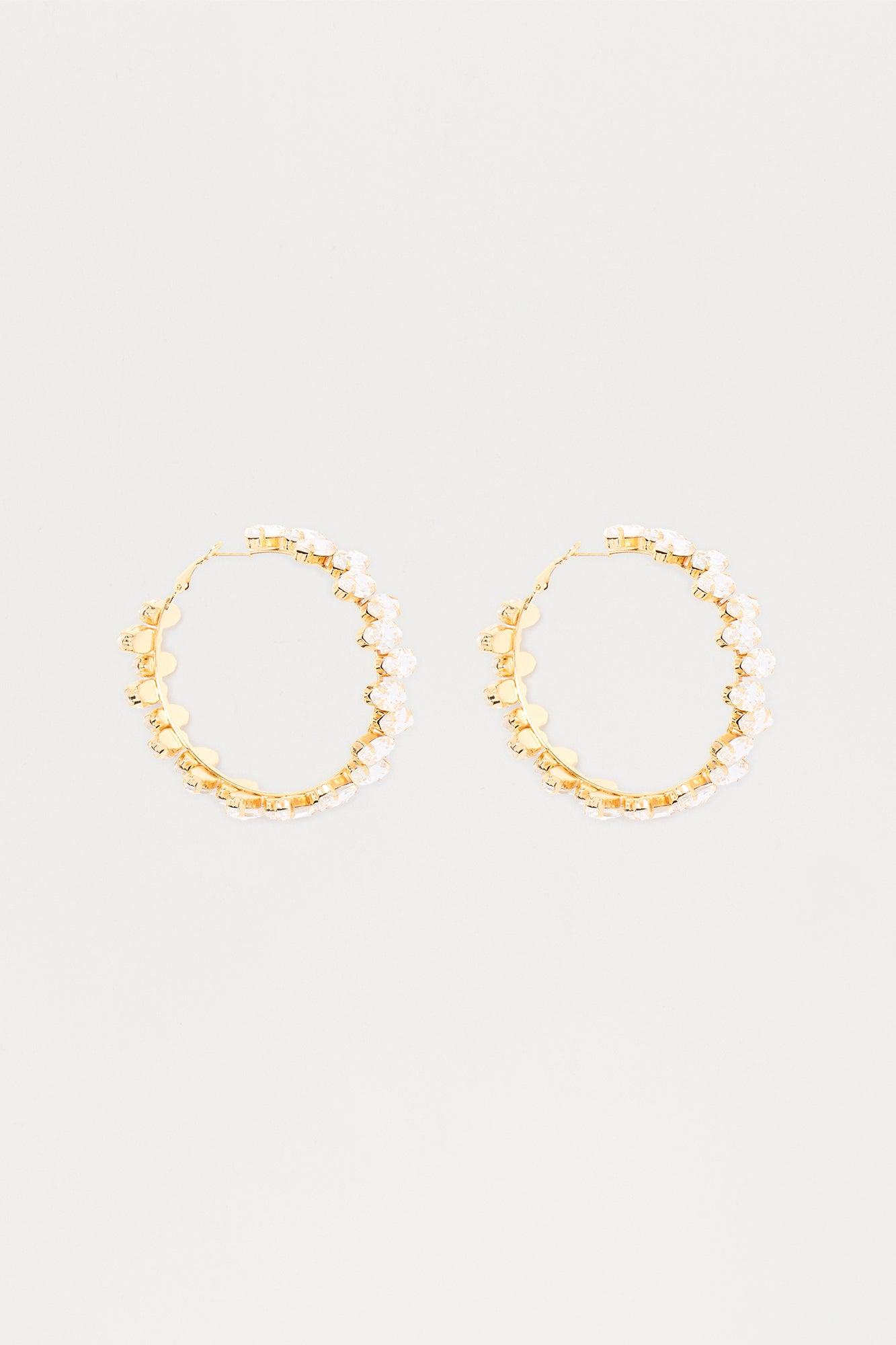Out Jeweled You Hoop Earrings - Clear Female Product Image