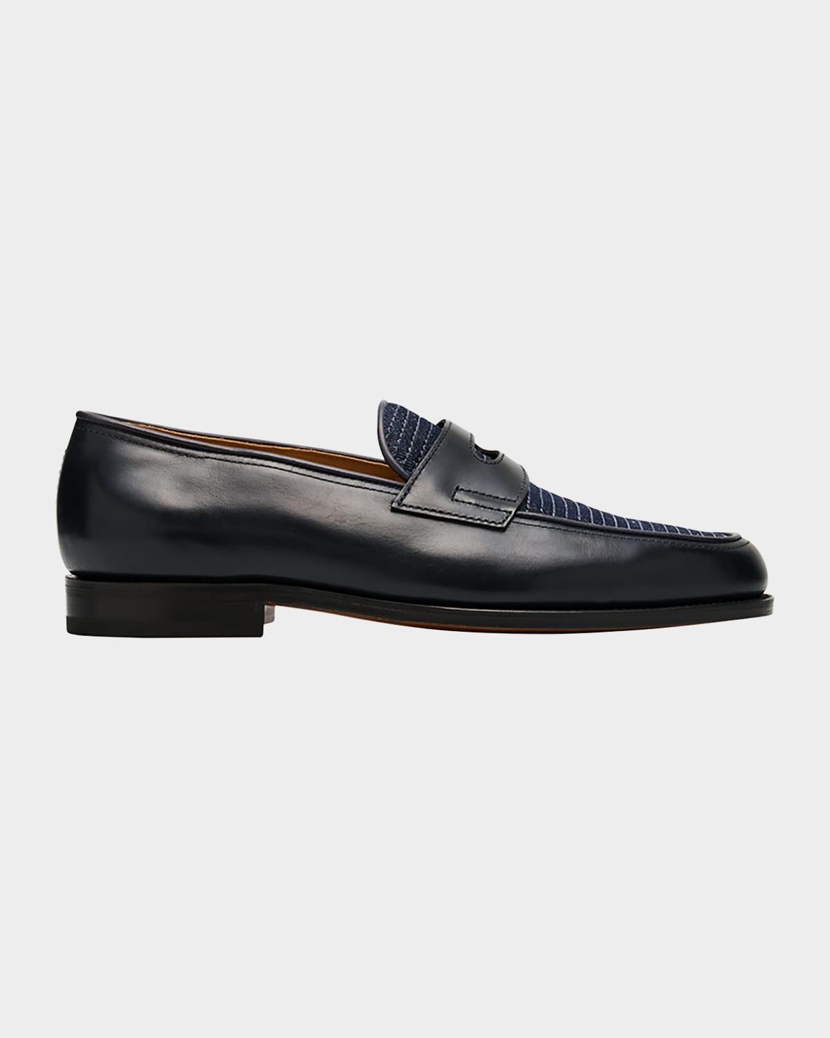 Men's Textured Leather Formal Loafers Product Image