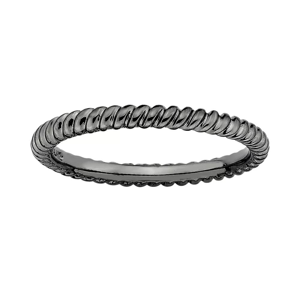 Stacks & Stones Ruthenium-Plated Sterling Silver Twist Stack Ring, Women's, Size: 10, Black Product Image