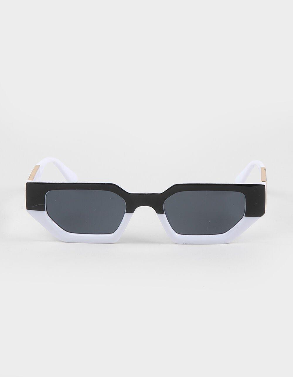 RSQ Retro Two Tone Rectangles Sunglasses - BLK/WHT Product Image
