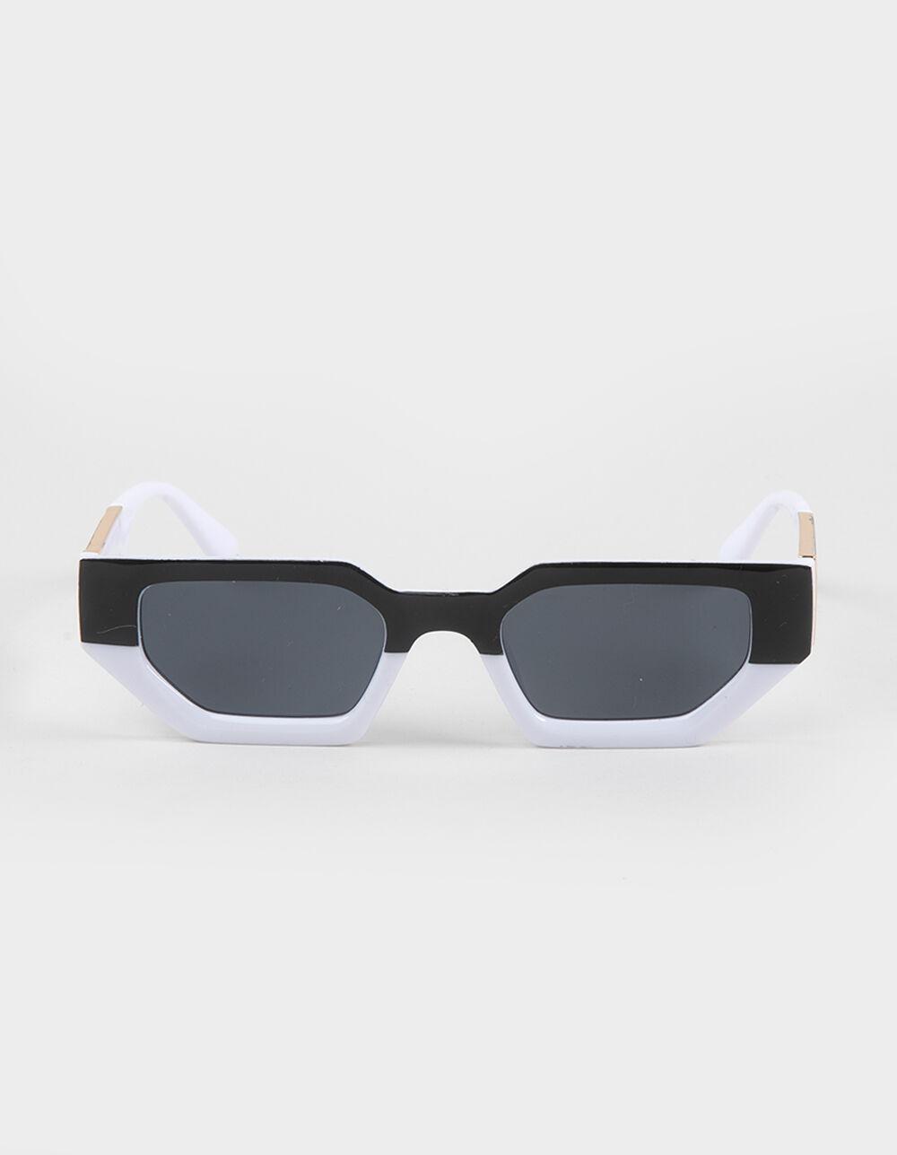 RSQ Retro Two Tone Rectangles Sunglasses - BLK/WHT Product Image