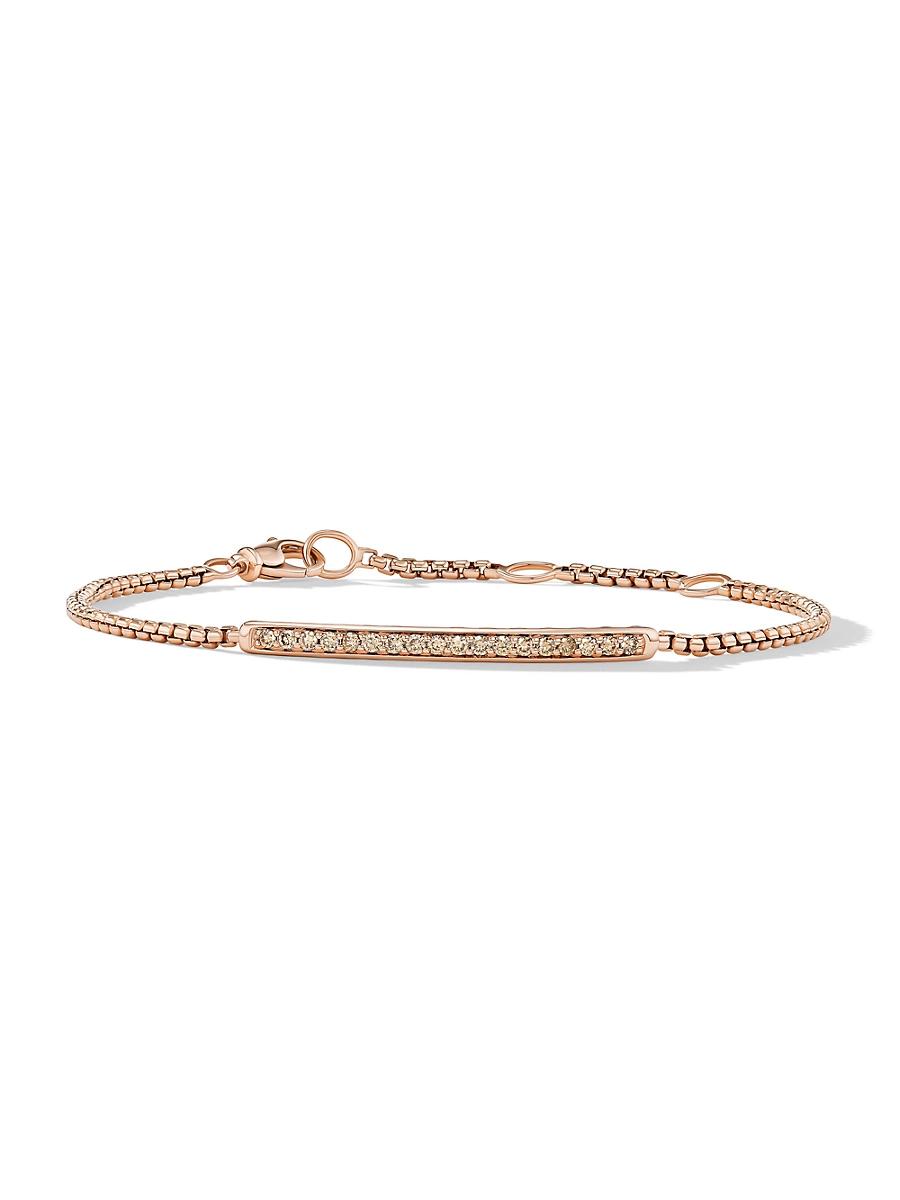 Womens Petite Pav Bar Bracelet In 18K Rose Gold With Cognac Diamonds Product Image