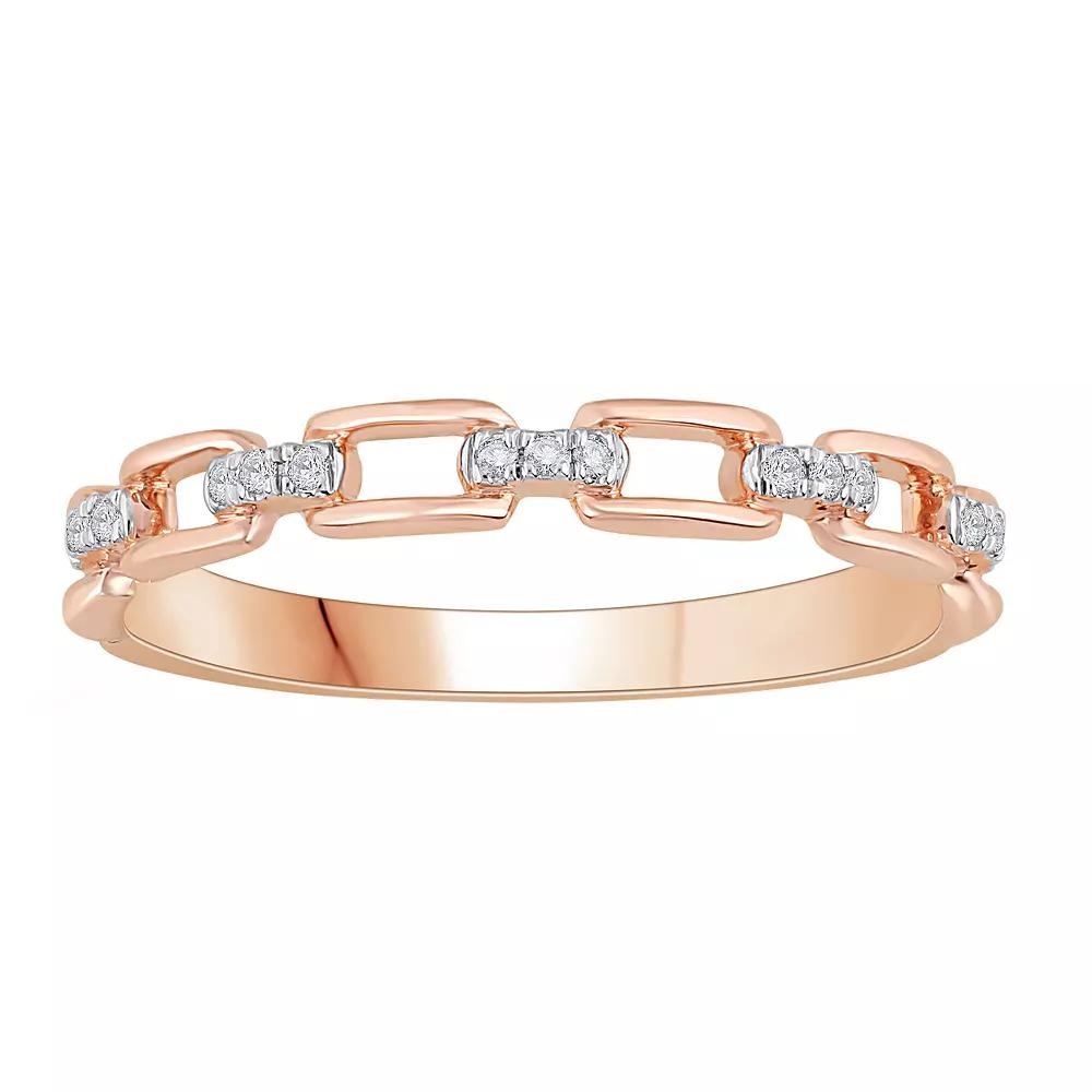 10k Rose Gold Diamond Accent Paper Clip Stackable Ring, Women's, Size: 6 Product Image