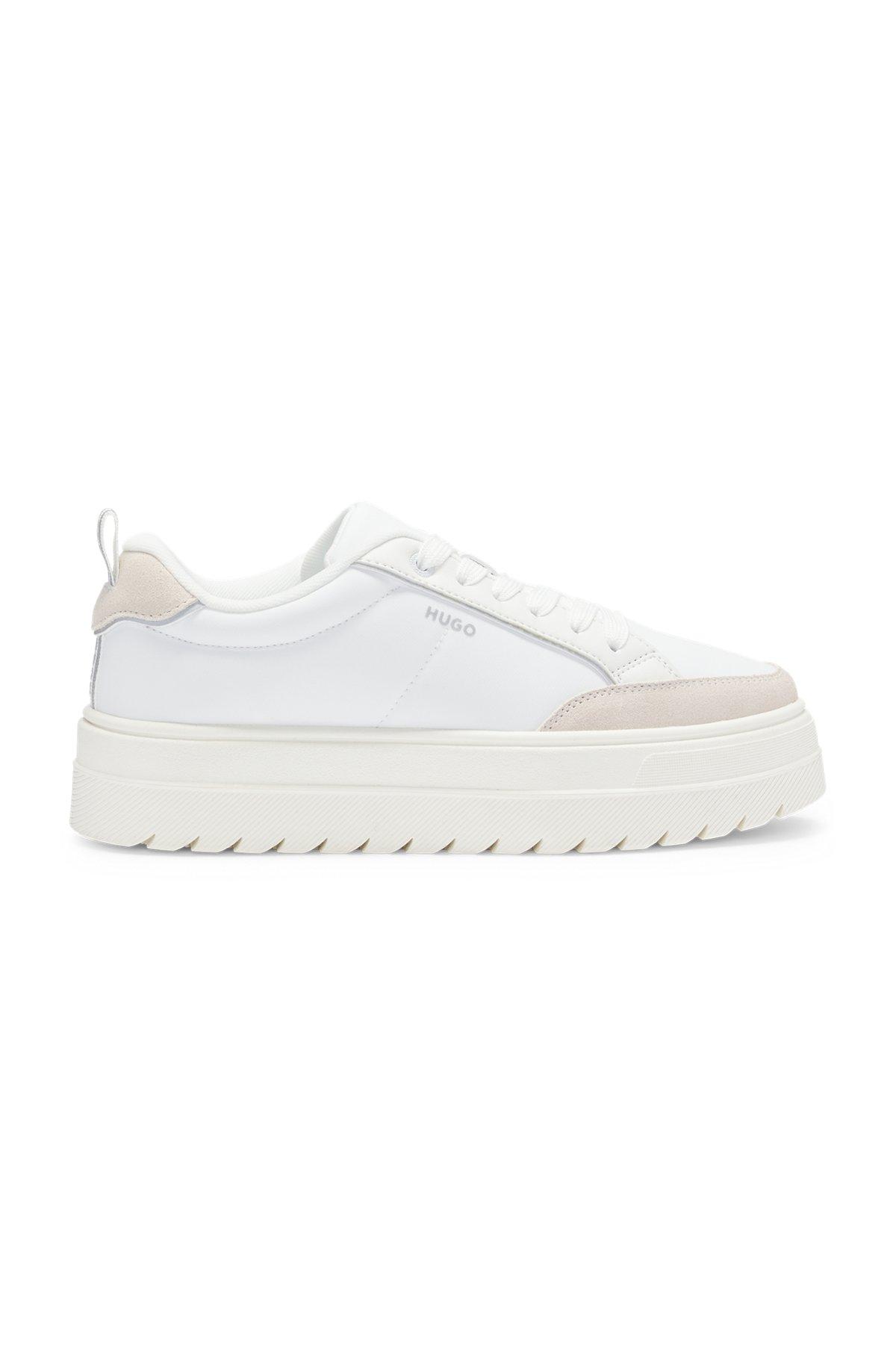 HUGO - Platform trainers with suede trims - White Product Image