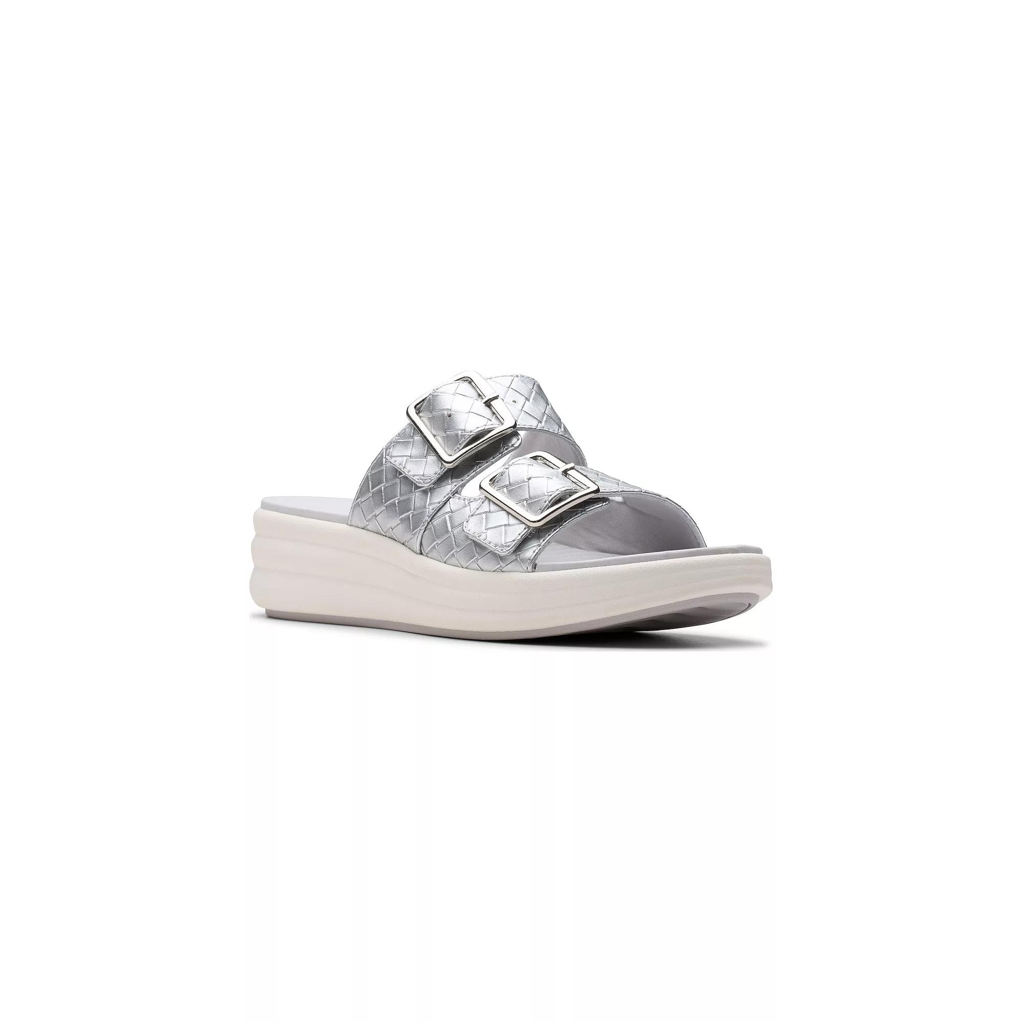 Clarks® Cloudsteppers Drift Women's Buckle Sandals, Size: 7 Medium, Silver Product Image