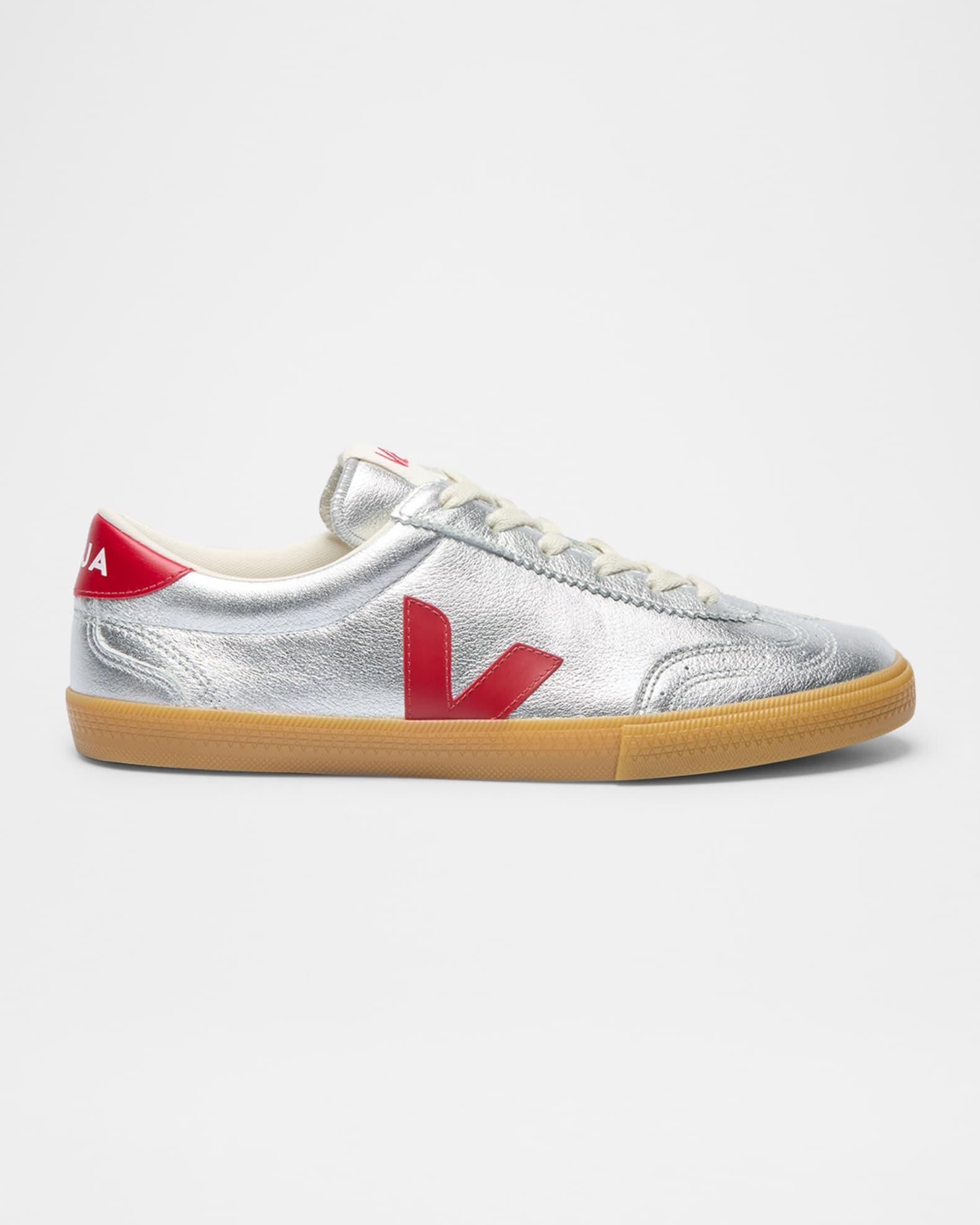 Volley Low-Top Metallic Leather Sneakers Product Image