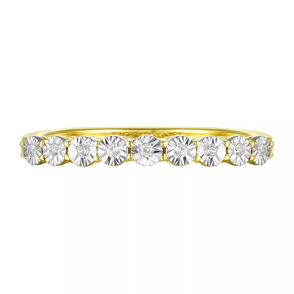 14k Gold Over Silver 1/10 Carat T.W. Diamond Ring, Women's, Size: 8, Gold Tone Product Image