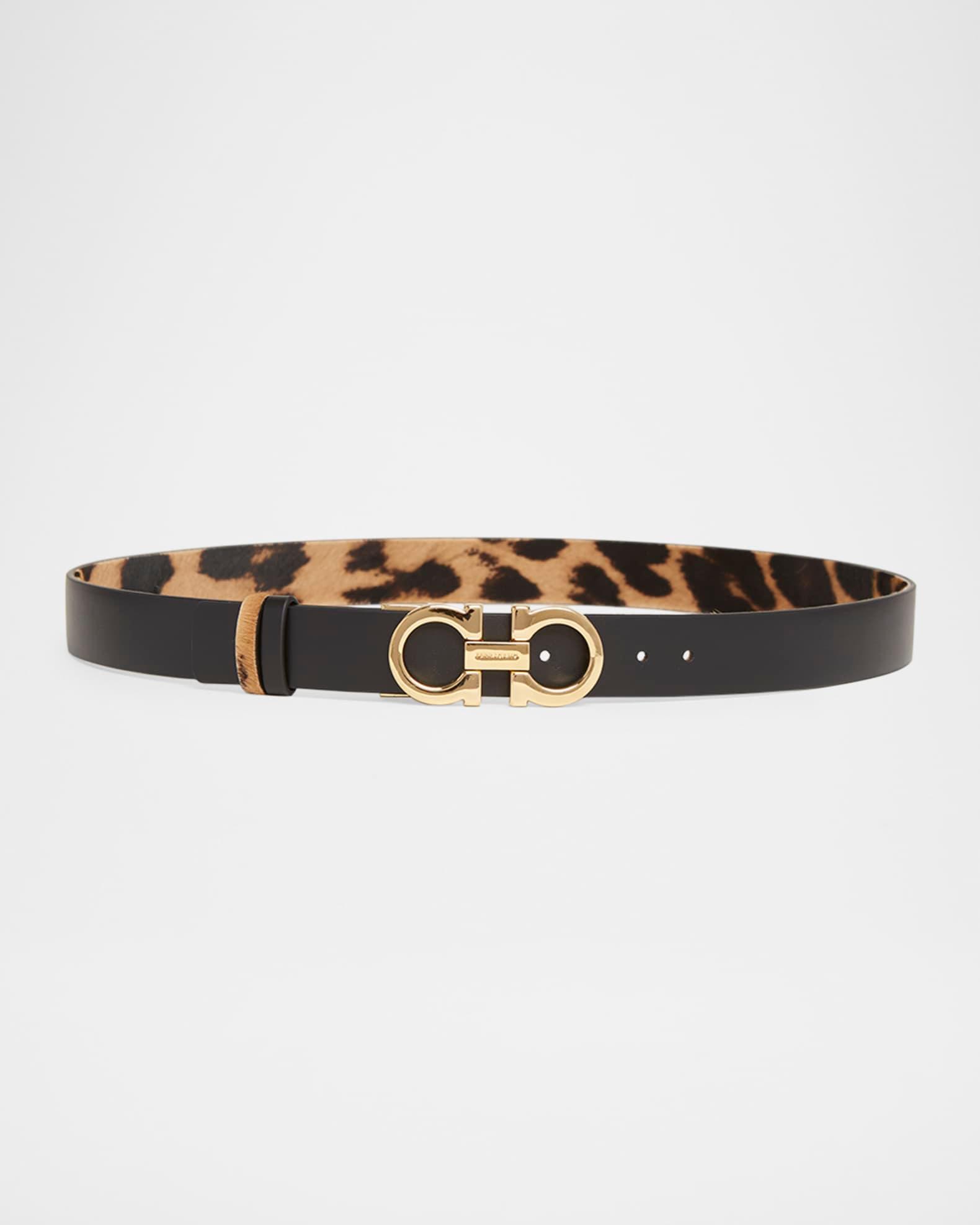Leopard-Print Leather Belt Product Image