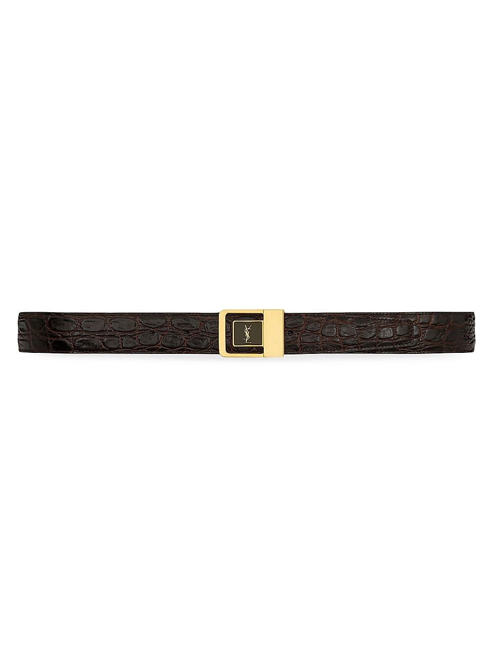 Mens Buckle Belt In Crocodile Embossed Leather Product Image