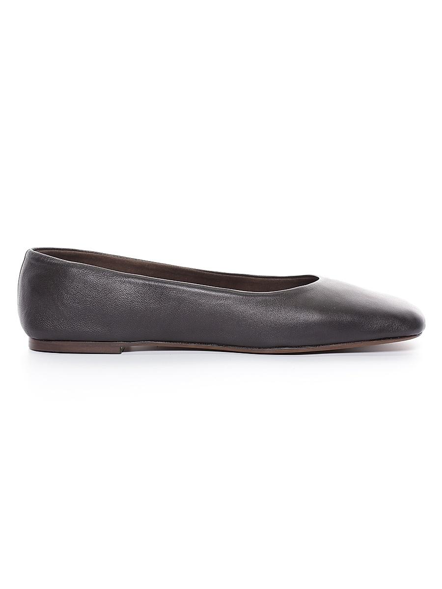 Womens Leather Square-Toe Ballet Flats Product Image