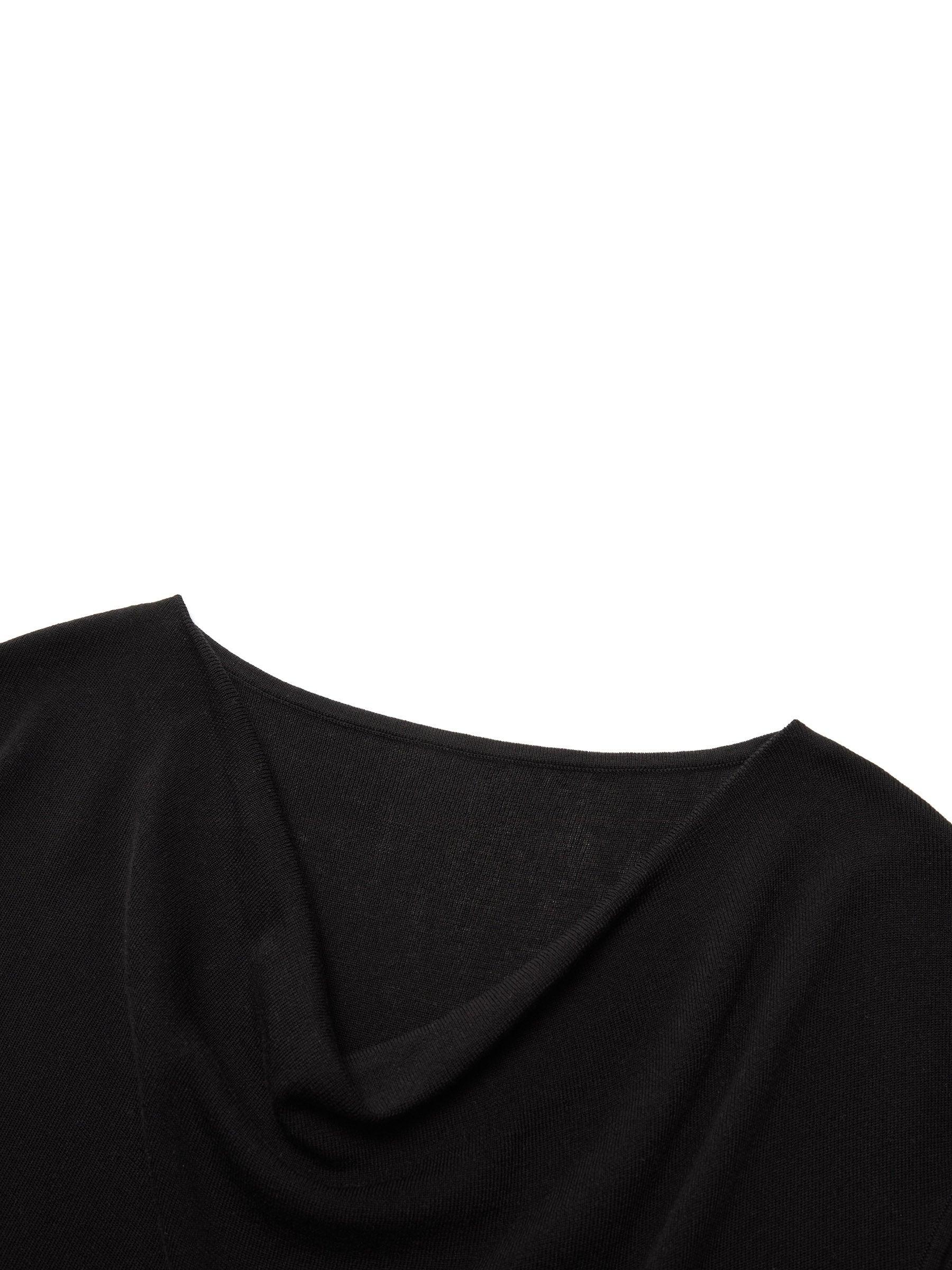 Tencel Mulberry Silk Cowl Neck Women Cap Sleeve Knit Top Product Image