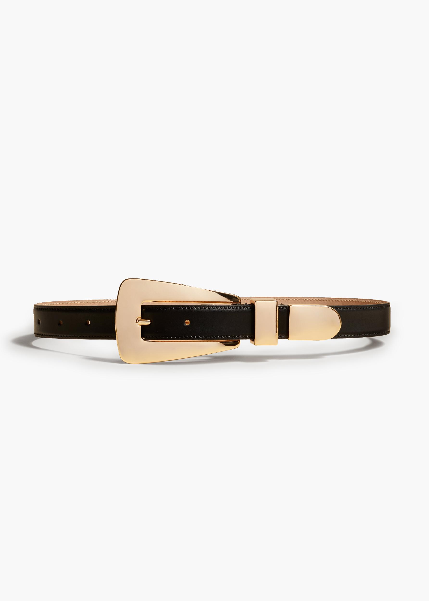 Lucca Belt in Black Leather with Gold Product Image