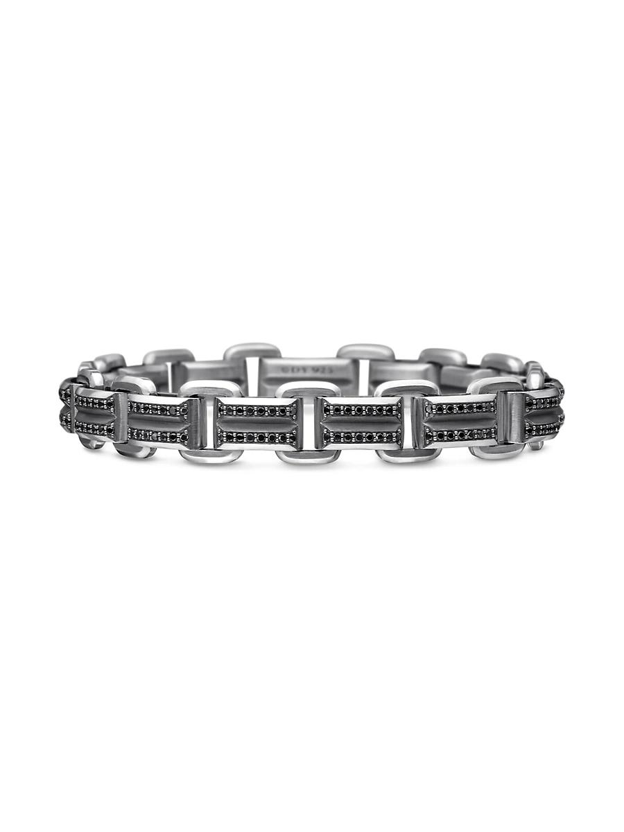 Mens Deco Beveled Link Bracelet in Sterling Silver Product Image