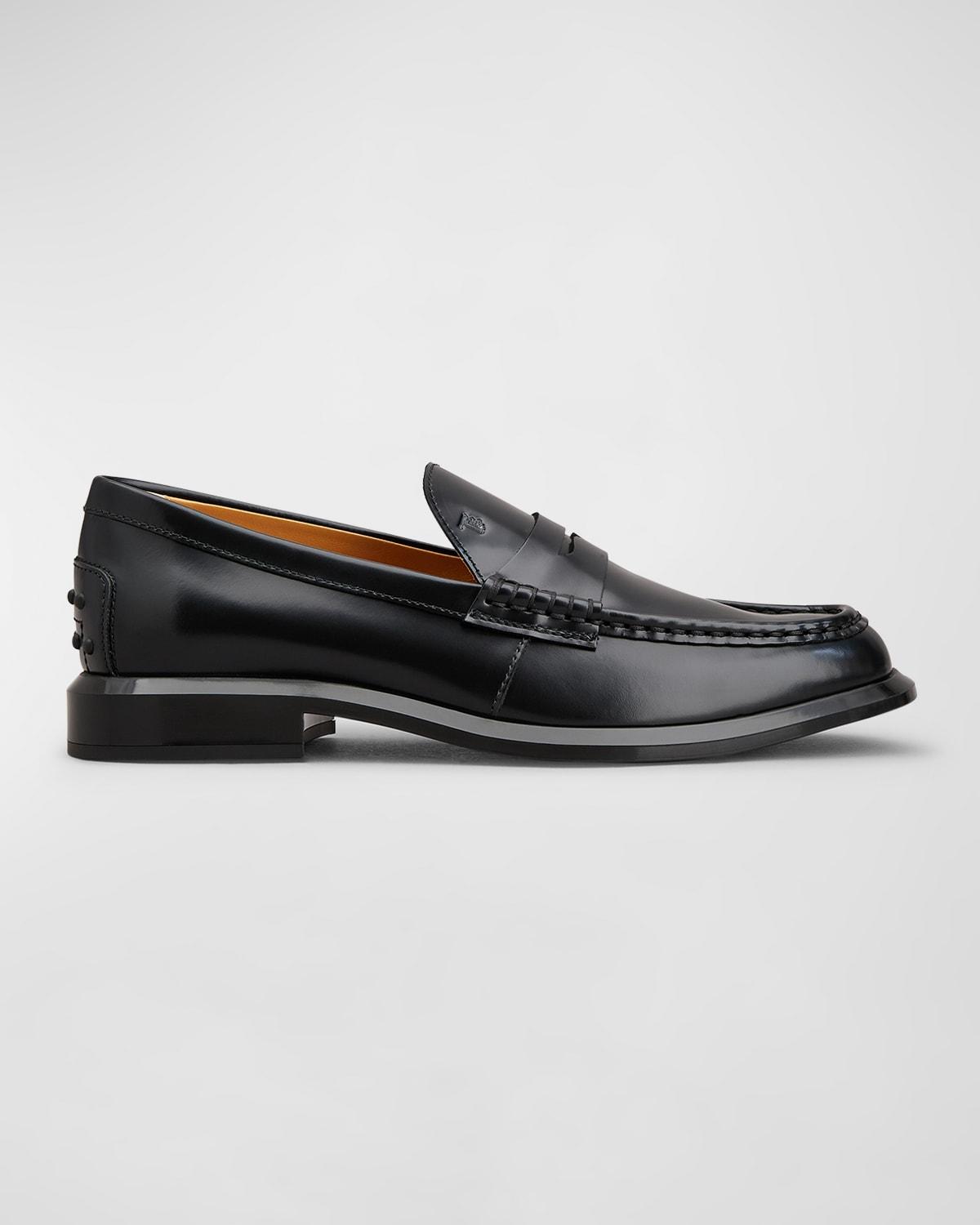 Mens Thorne Pebble-Grained Leather Penny Loafers Product Image