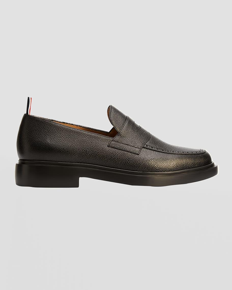Men's Rubber Sole Leather Penny Loafers Product Image