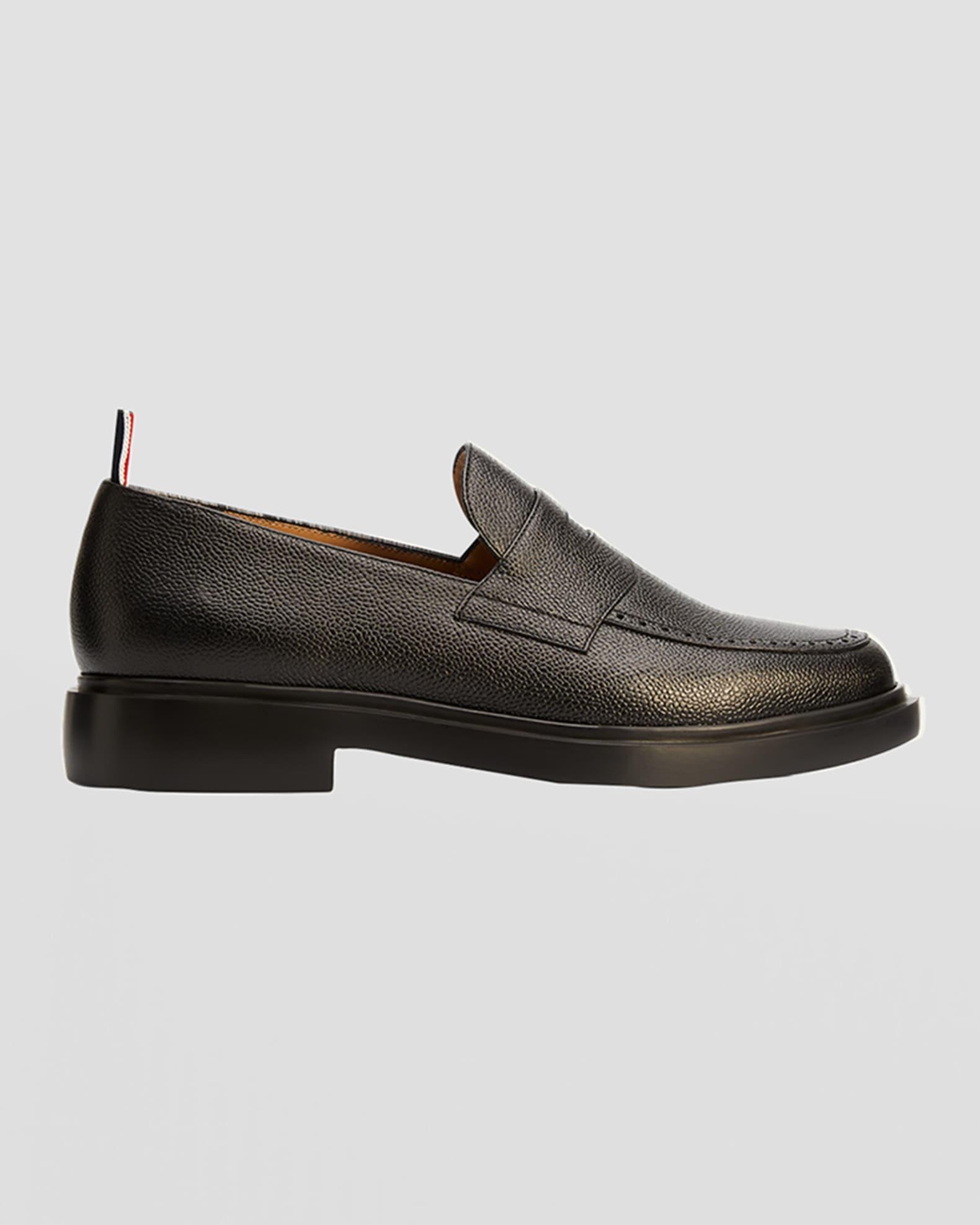 Men's Rubber Sole Leather Penny Loafers Product Image