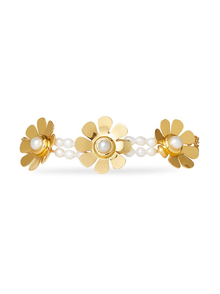 Womens Daisy 14K Gold-Plated & Faux Pearl Choker Necklace Product Image