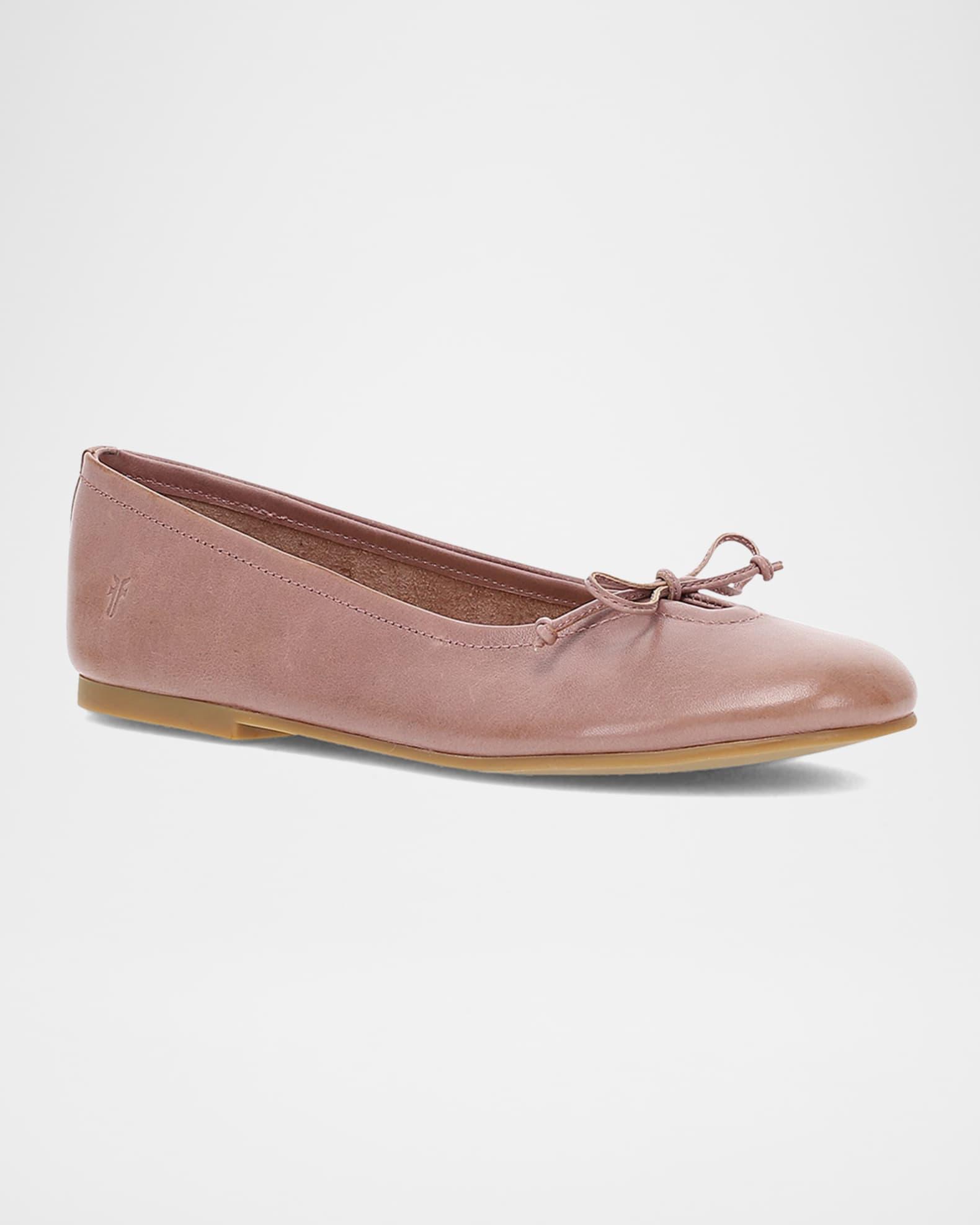 Emma Leather Bow Ballerina Flats Product Image