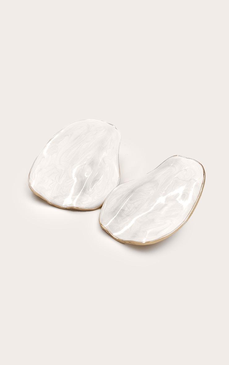Cream Oversize Wave Abstract Statement Earrings Product Image