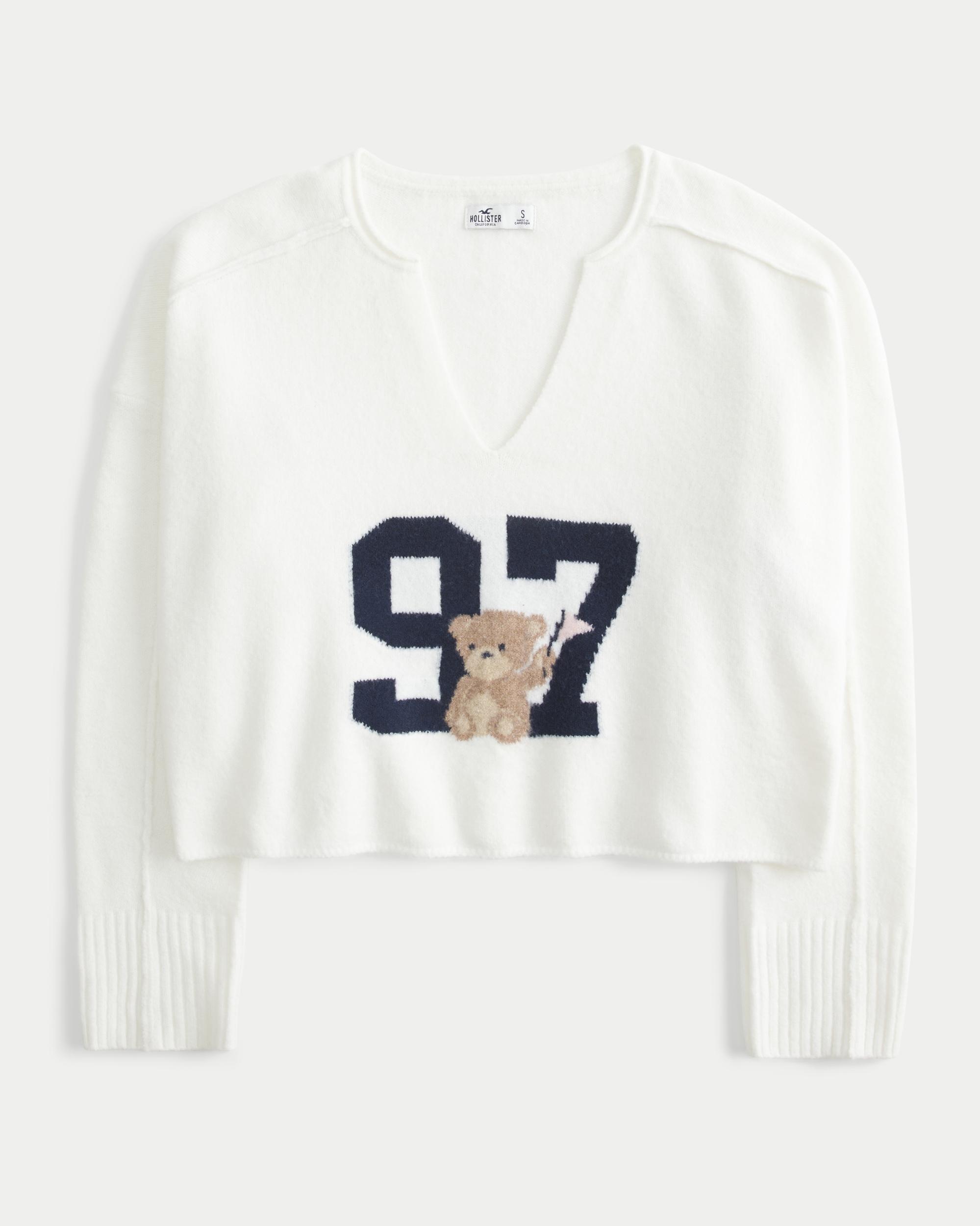 Hollister Comfy Cloud Graphic Notch-Neck Sweater Product Image