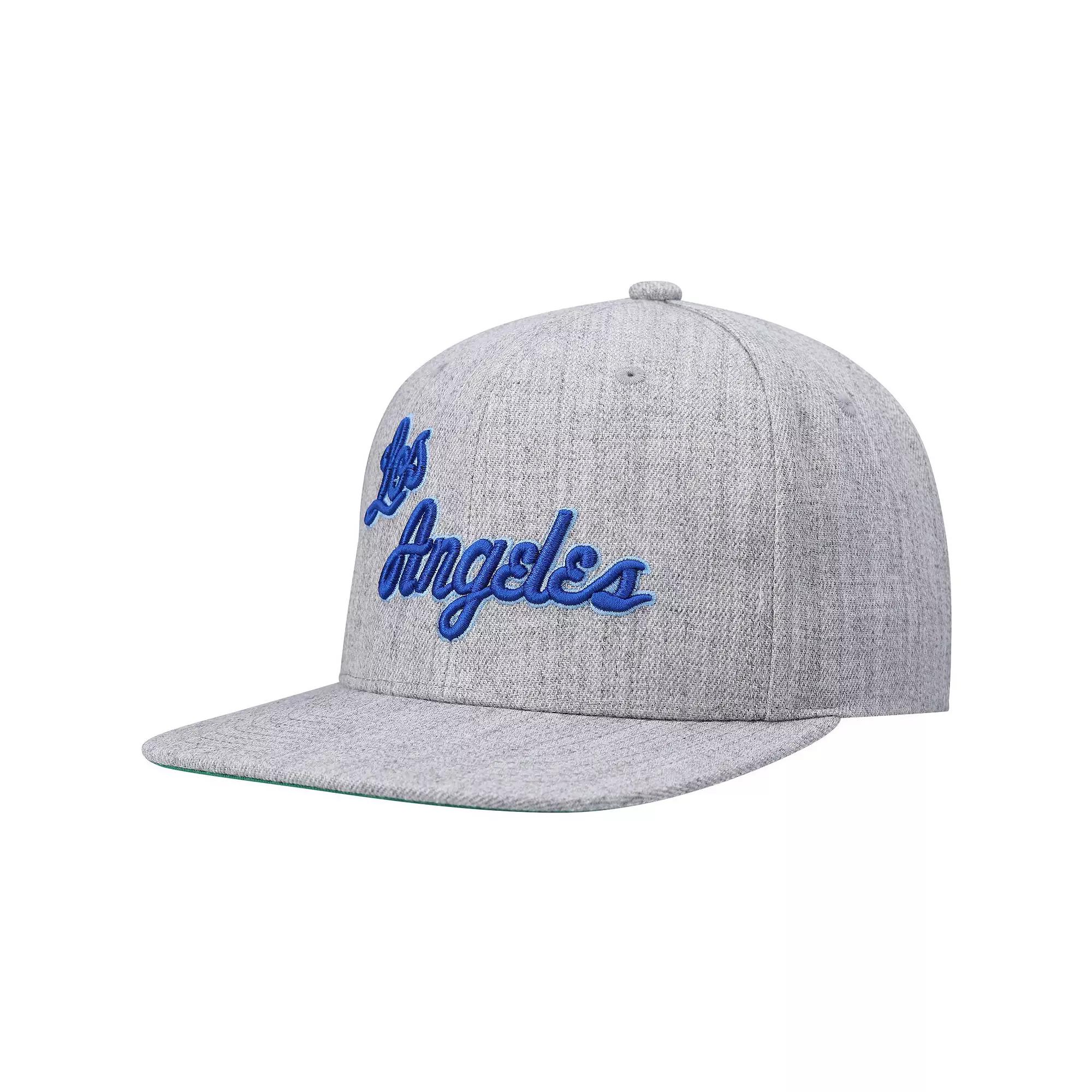 Men's Mitchell & Ness Heathered Gray Los Angeles Lakers Hardwood Classics Team 2.0 Snapback Hat, Grey Product Image