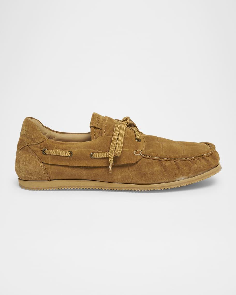 Men's Les Batto Croc-Embossed Suede Boat Shoes Product Image