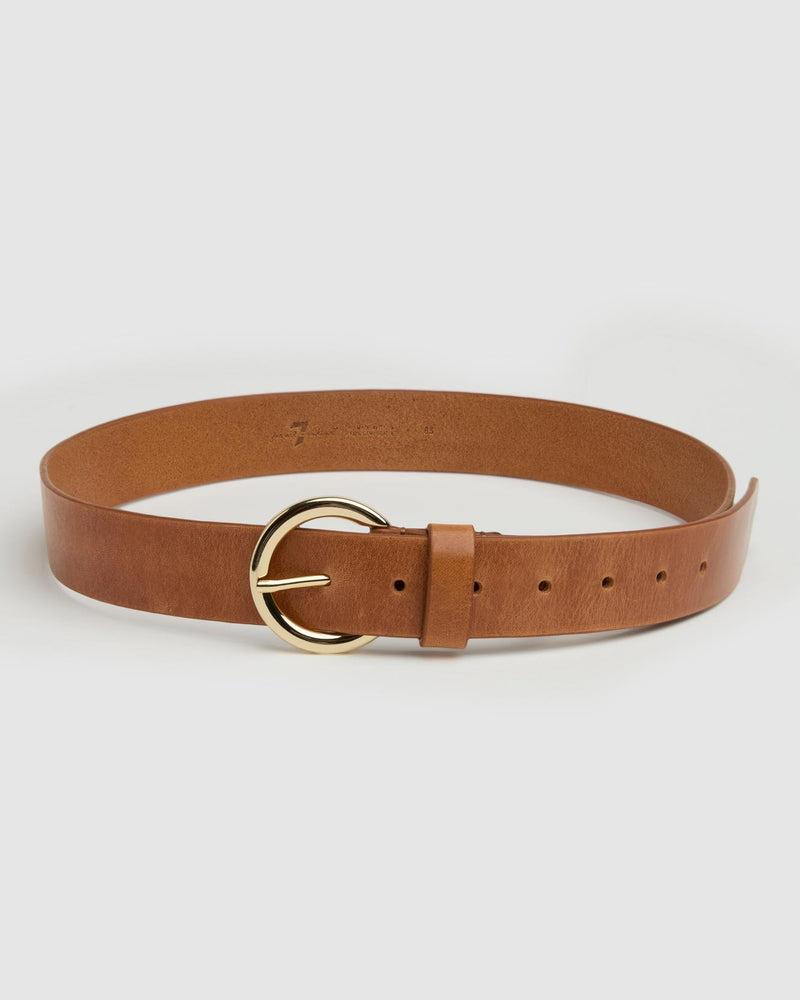 Round Buckle Italian Leather Belt Product Image