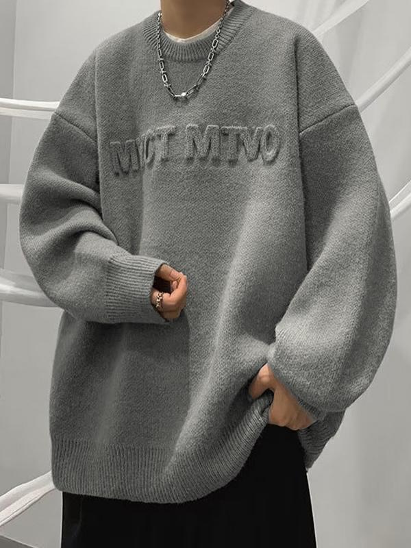 Men's Three Dimensional Letter Jacquard Sweater Product Image