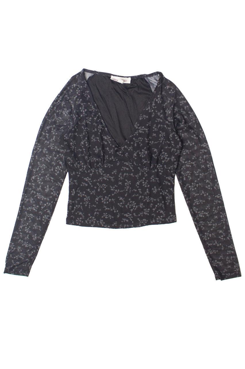 Long Sleeve Floral Mesh Top Product Image