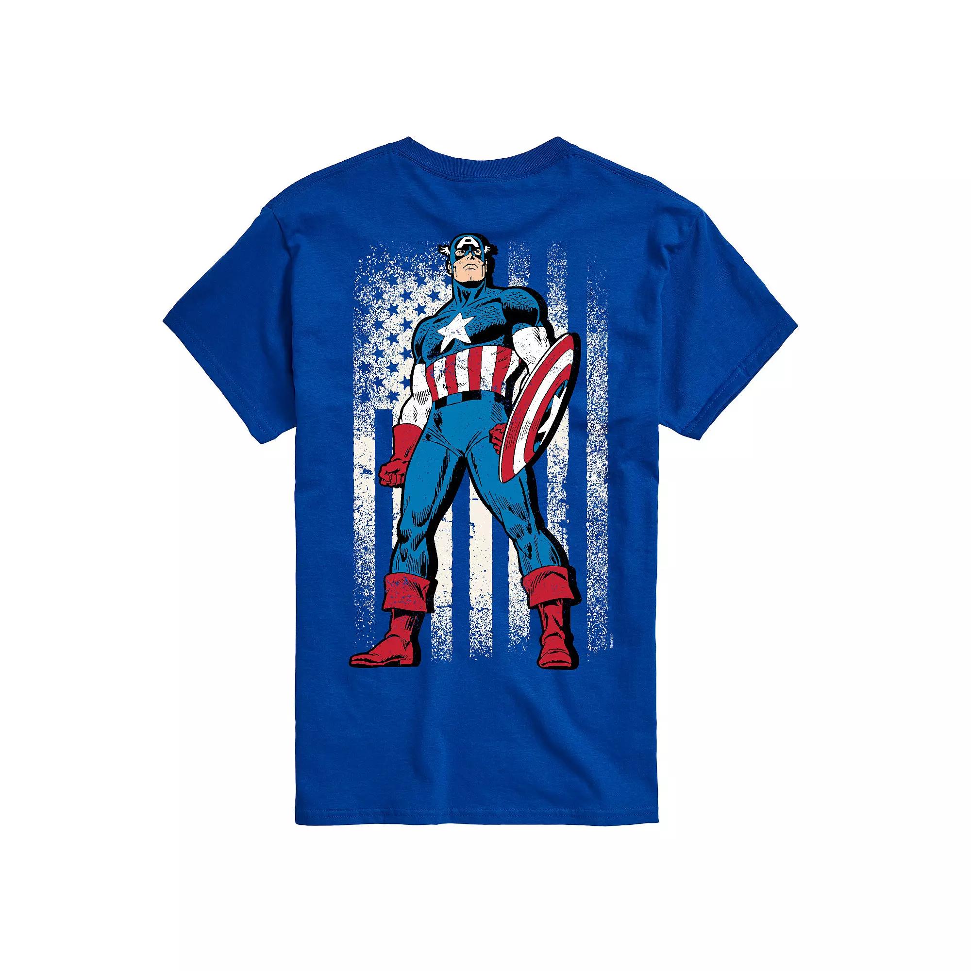 Men's Captain America Flag Retro Graphic Tee,  Product Image