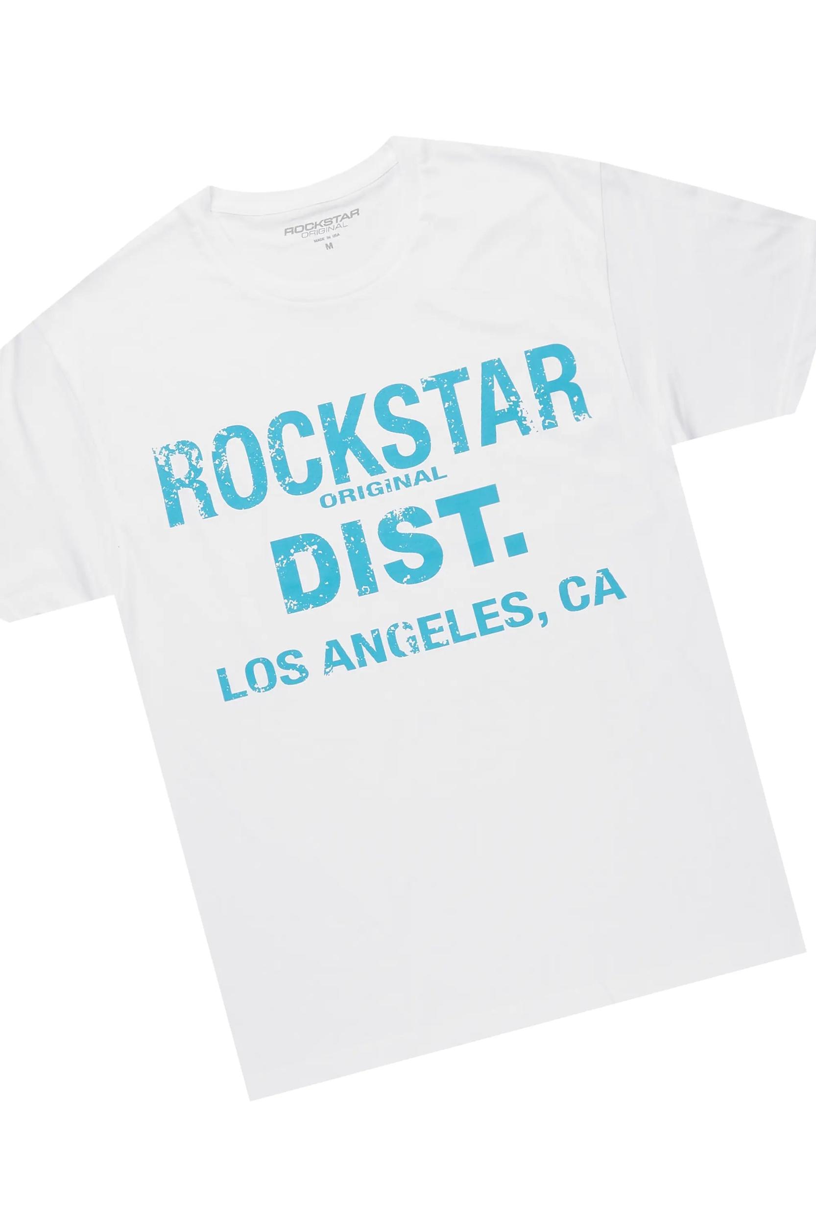 Saxon White/Blue T-Shirt/Stacked Flare Jean Set Male Product Image