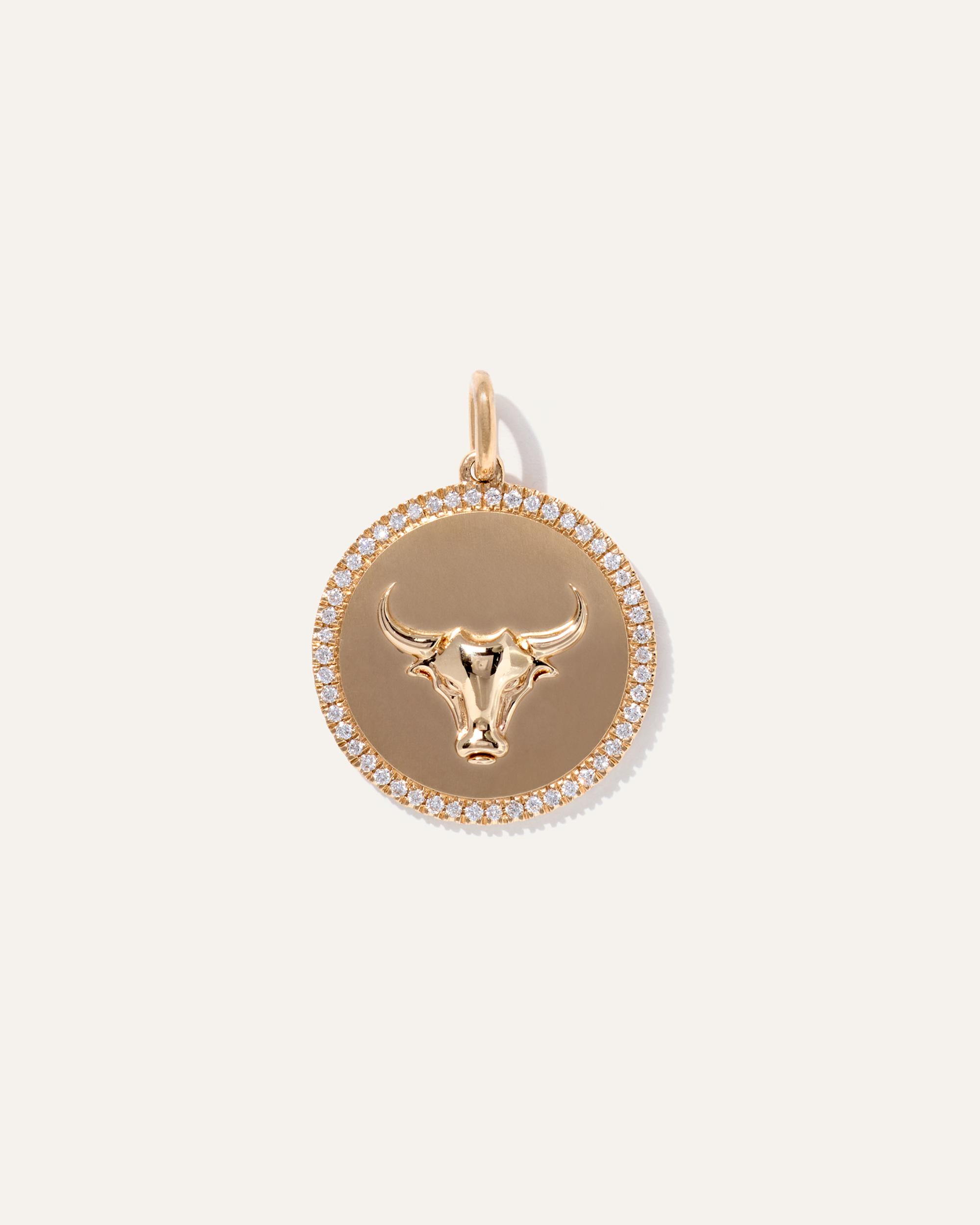 Quince | Women's 14K Gold Pave Zodiac Medallion Charm Product Image