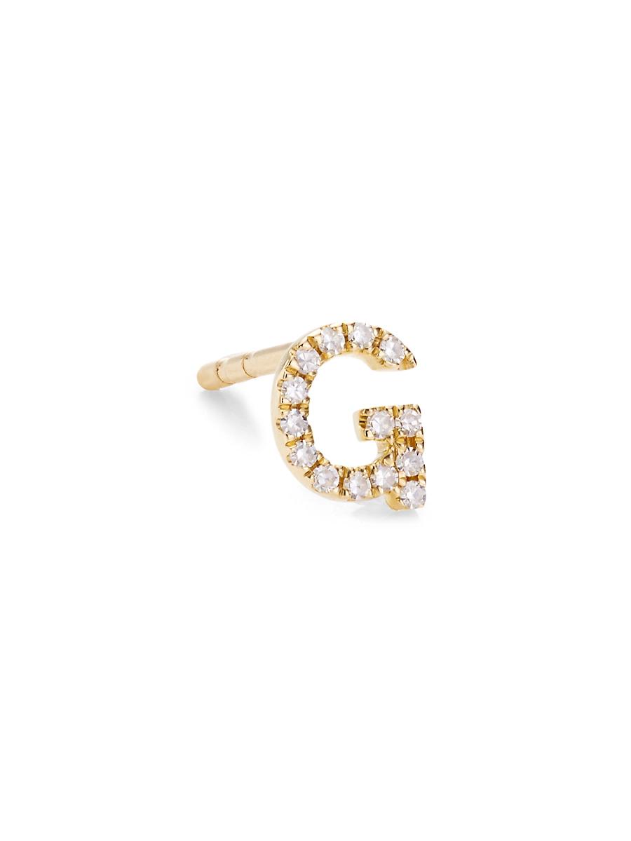 Womens 14K Yellow Gold & 0.03 TCW Diamond Initial Stud Earring Product Image