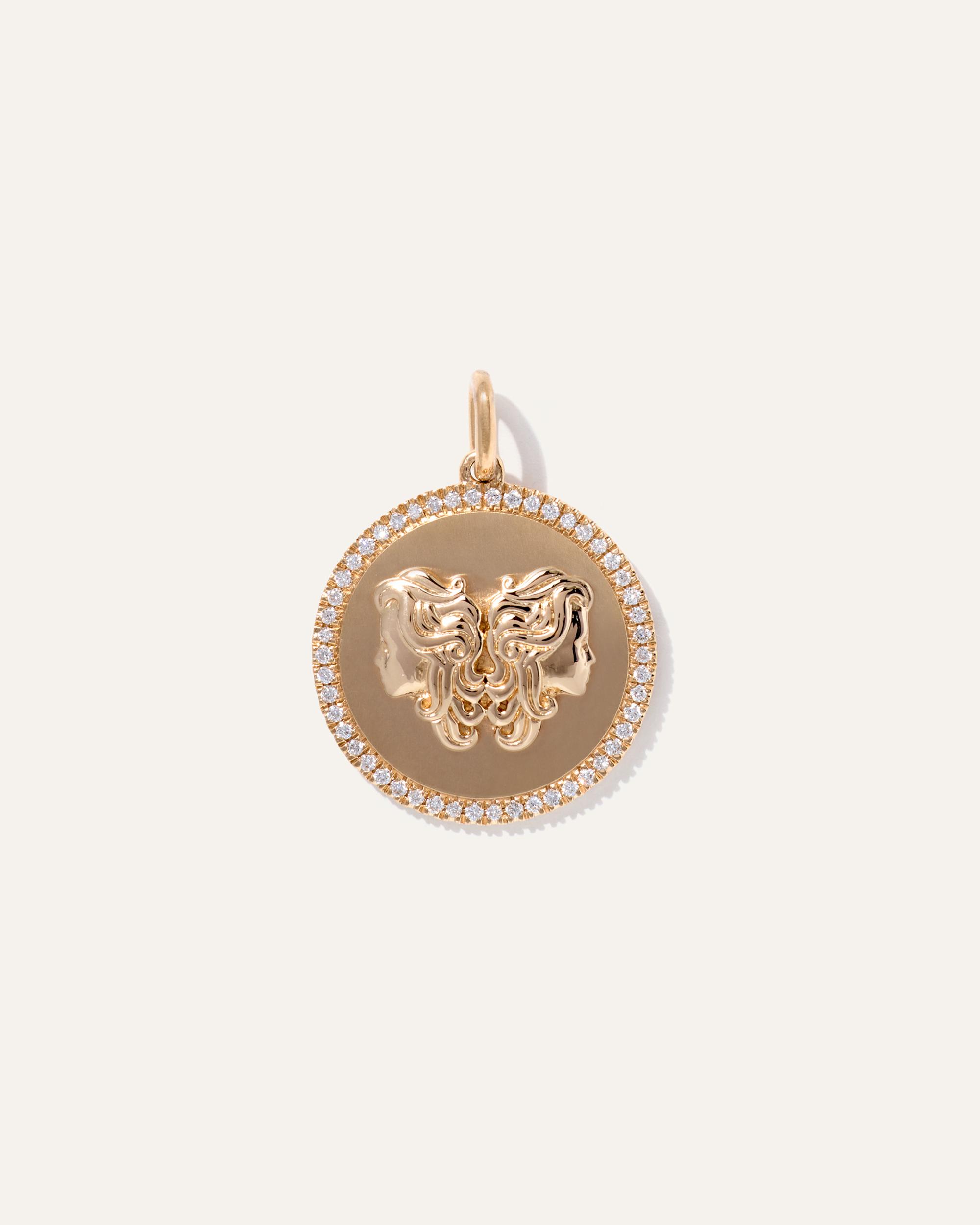 Quince | Women's 14K Gold Pave Zodiac Medallion Charm Product Image
