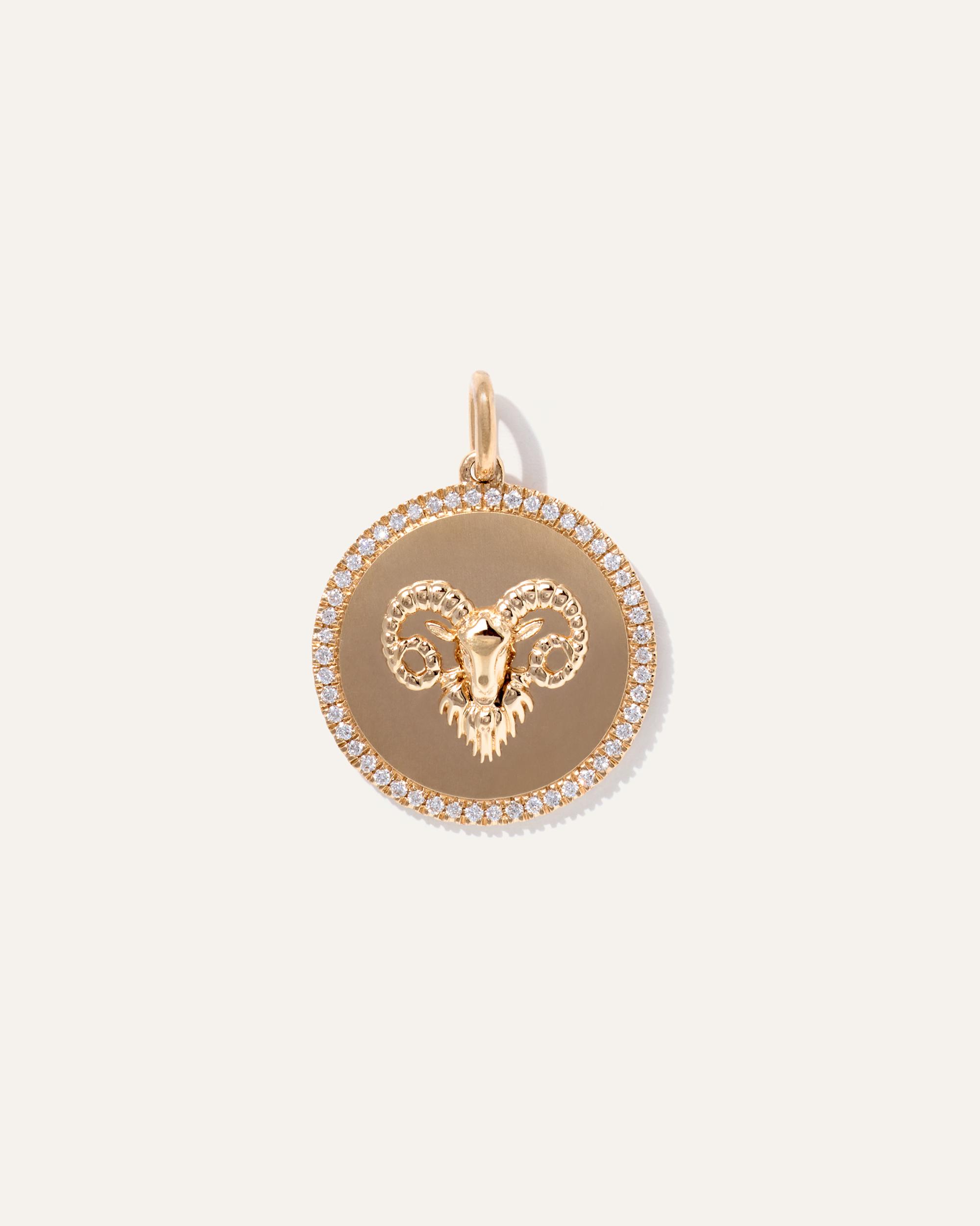 Quince | Women's 14K Gold Pave Zodiac Medallion Charm Product Image
