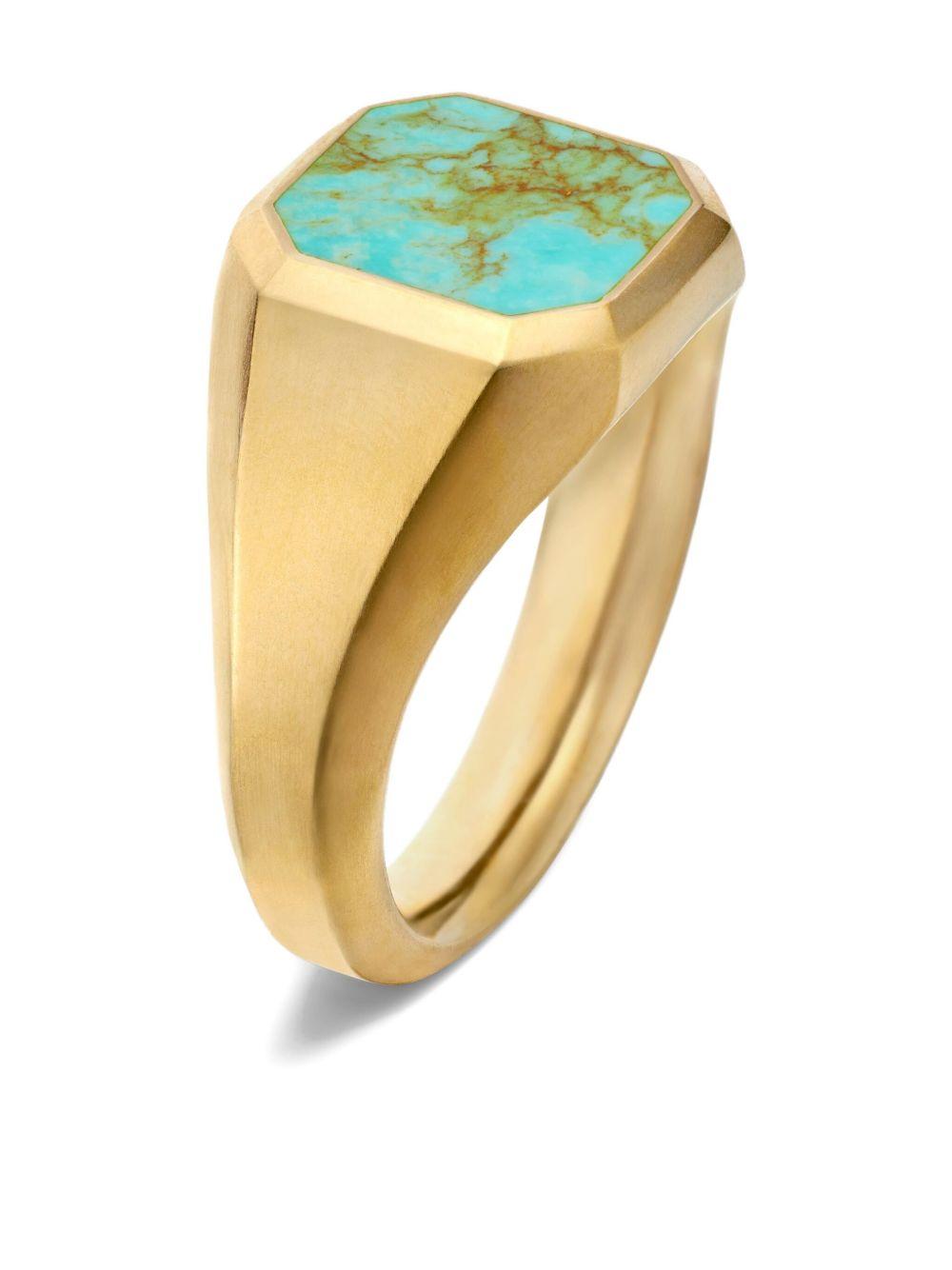 18K yellow gold Streamline® Signet turquoise ring Product Image