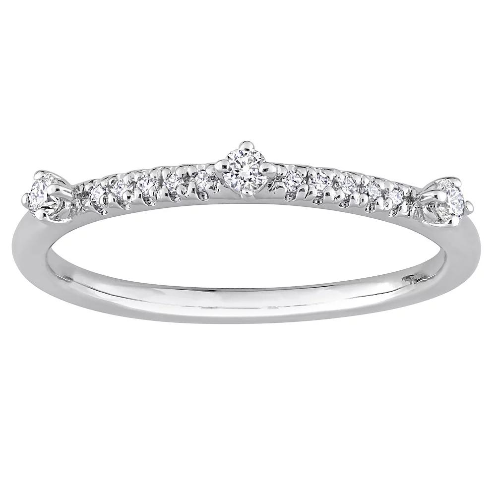 Stella Grace Platinum Over Sterling Silver 1/7 Carat T.W. Lab-Grown Diamond Semi-Eternity Ring, Women's, Size: 9, White Product Image