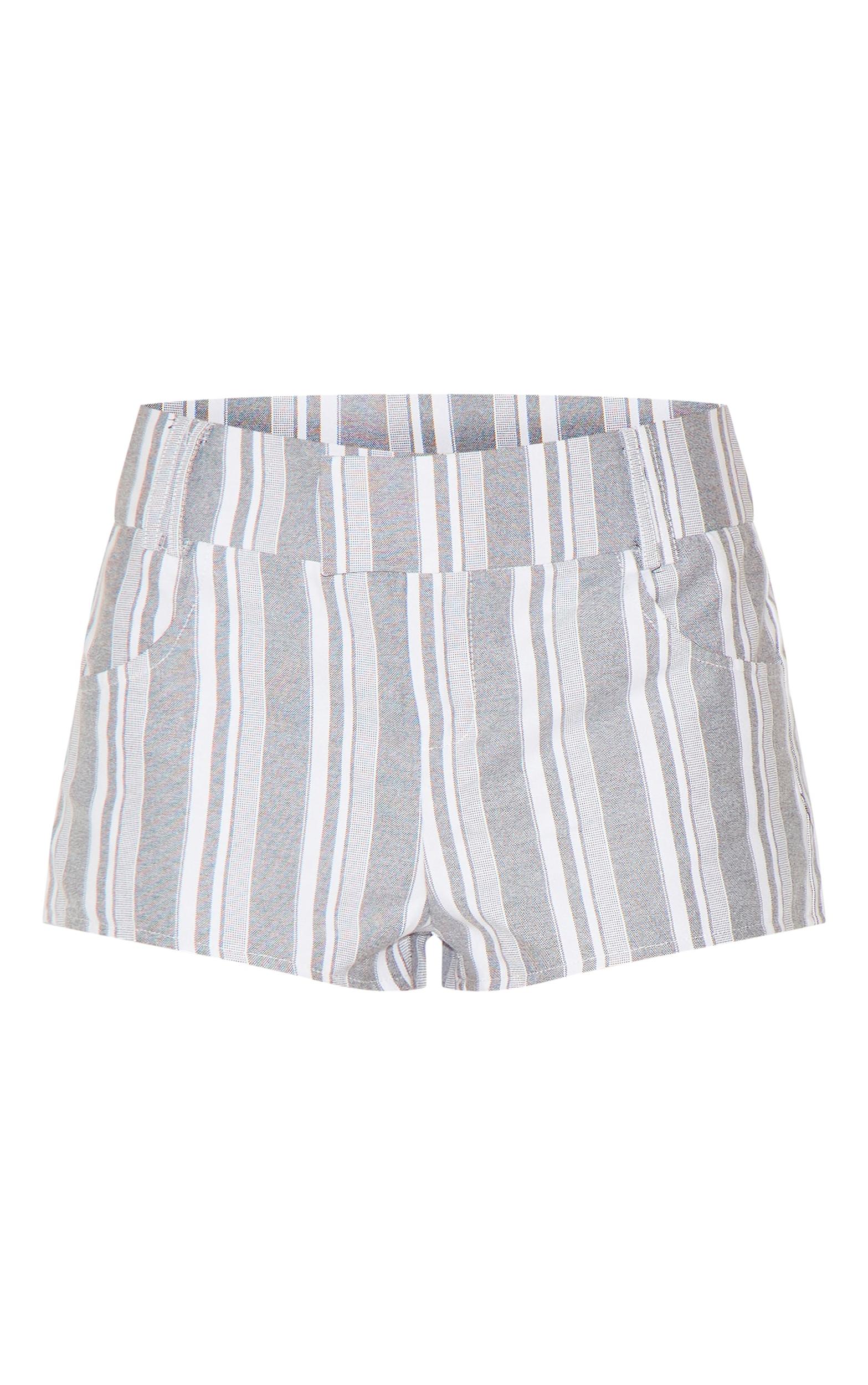  Monochrome Pinstripe Woven Mini Shorts Product Image