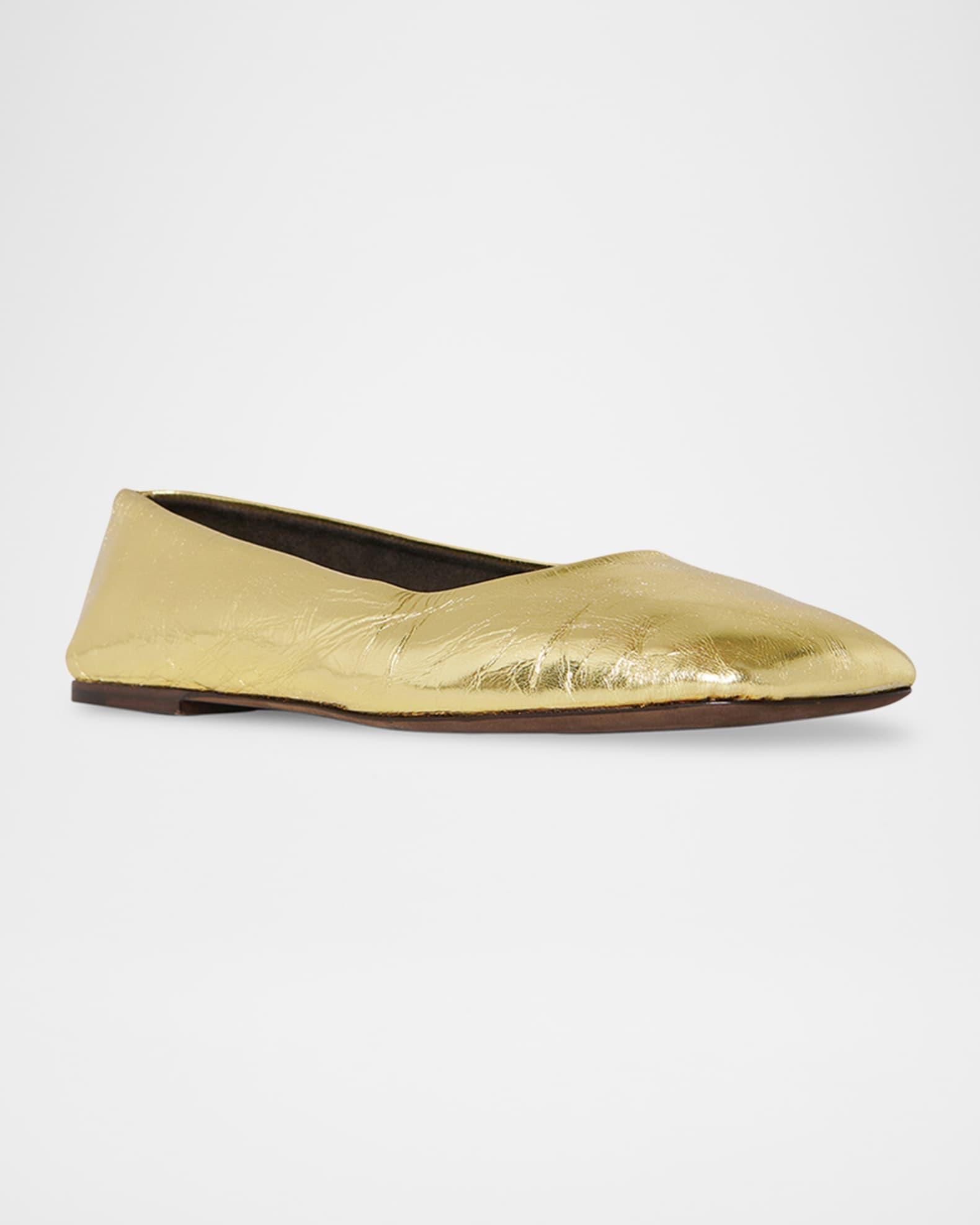Metallic Leather Ballerina Flats Product Image