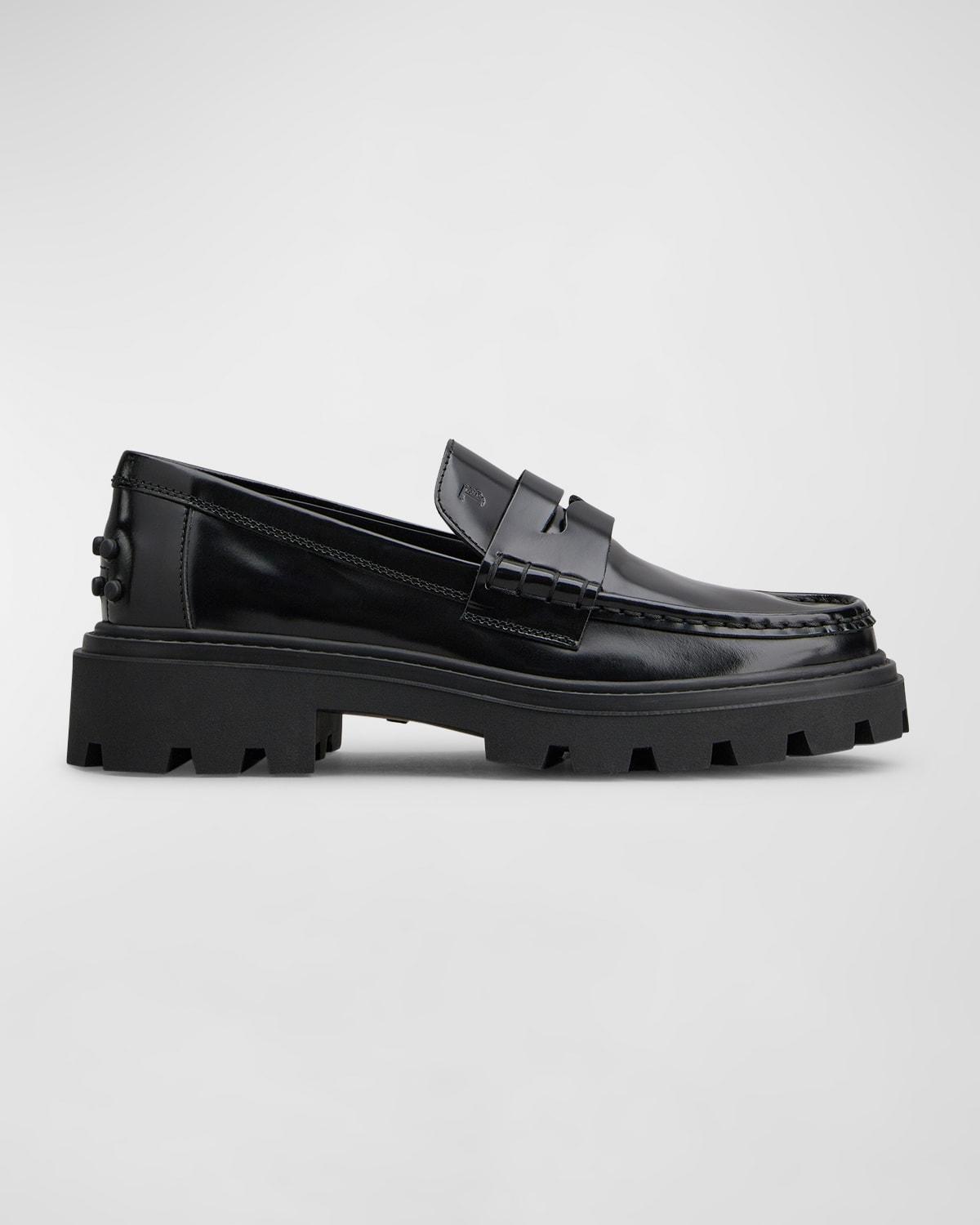 Calfskin Lug-Sole Penny Loafers Product Image
