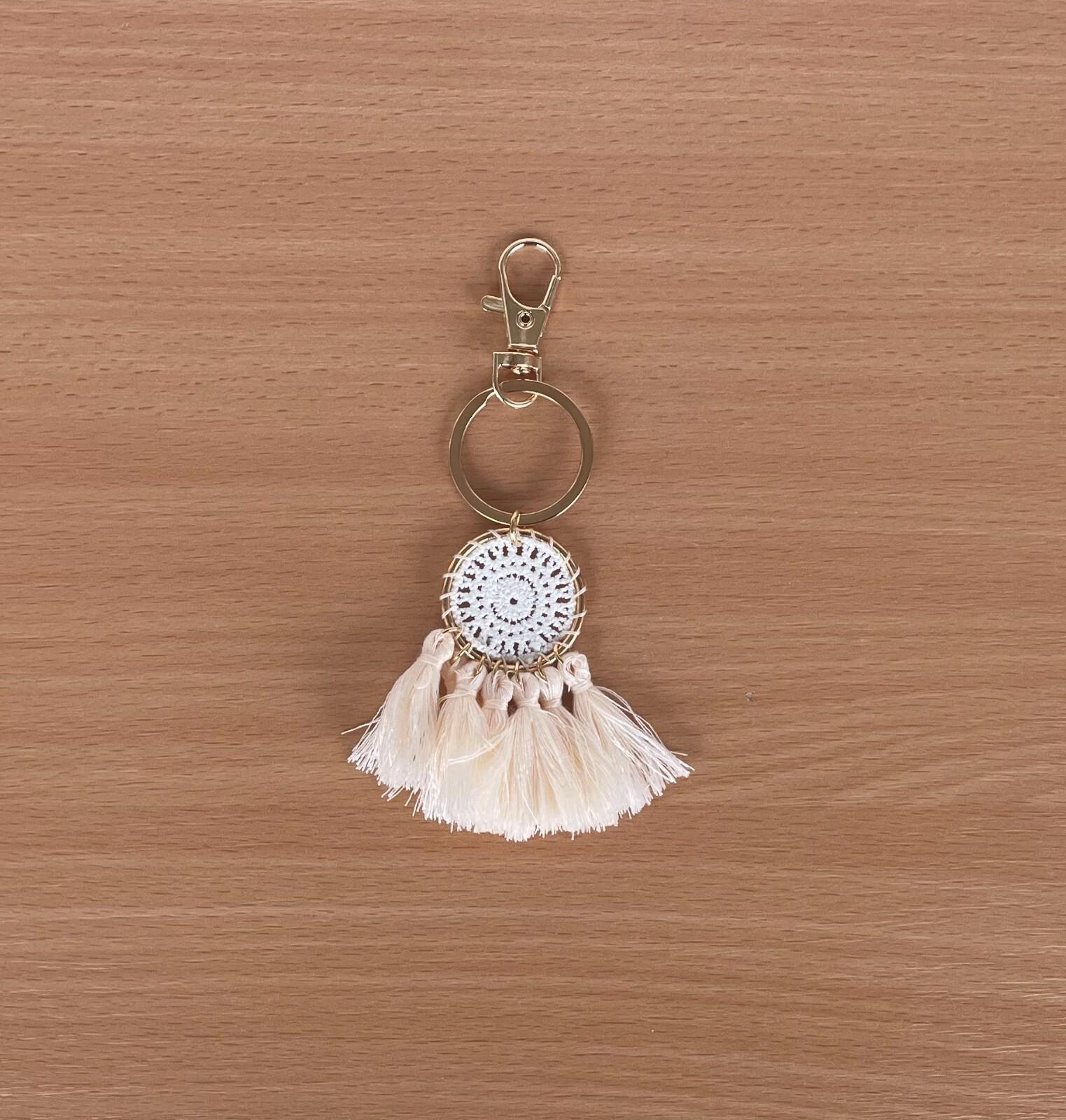 Women's Fashion Keychain Bag Pendant With Tassels – Gold Metal Ring Product Image