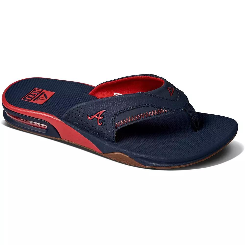 Men's REEF Atlanta Braves Fanning Bottle Opener Sandals,  Product Image