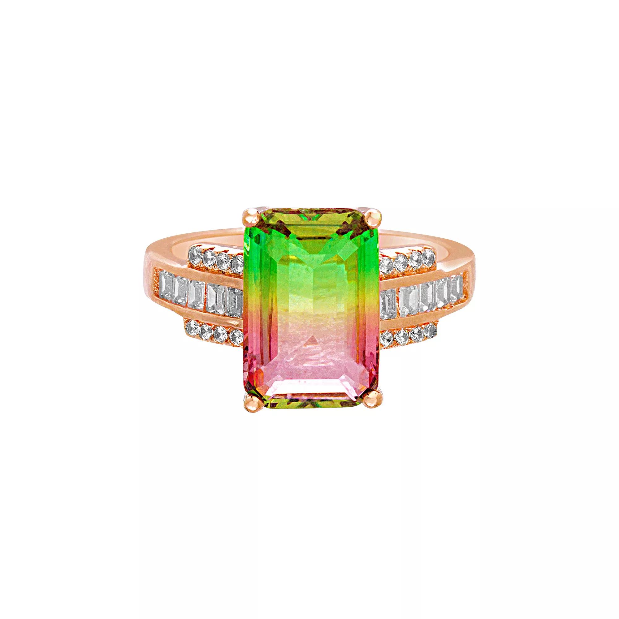 18k Rose Gold Over Silver Watermelon Cubic Zirconia Ring, Women's,  Product Image