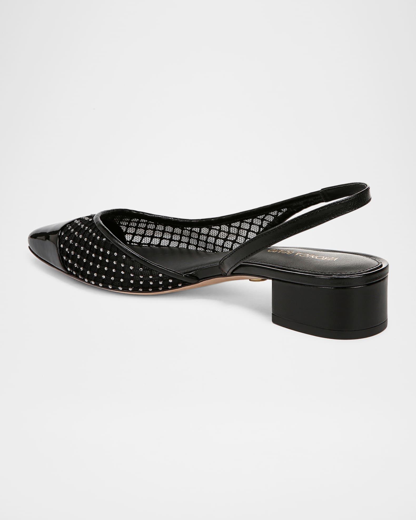 Cecile Net Leather Slingback Ballerina Flats Product Image